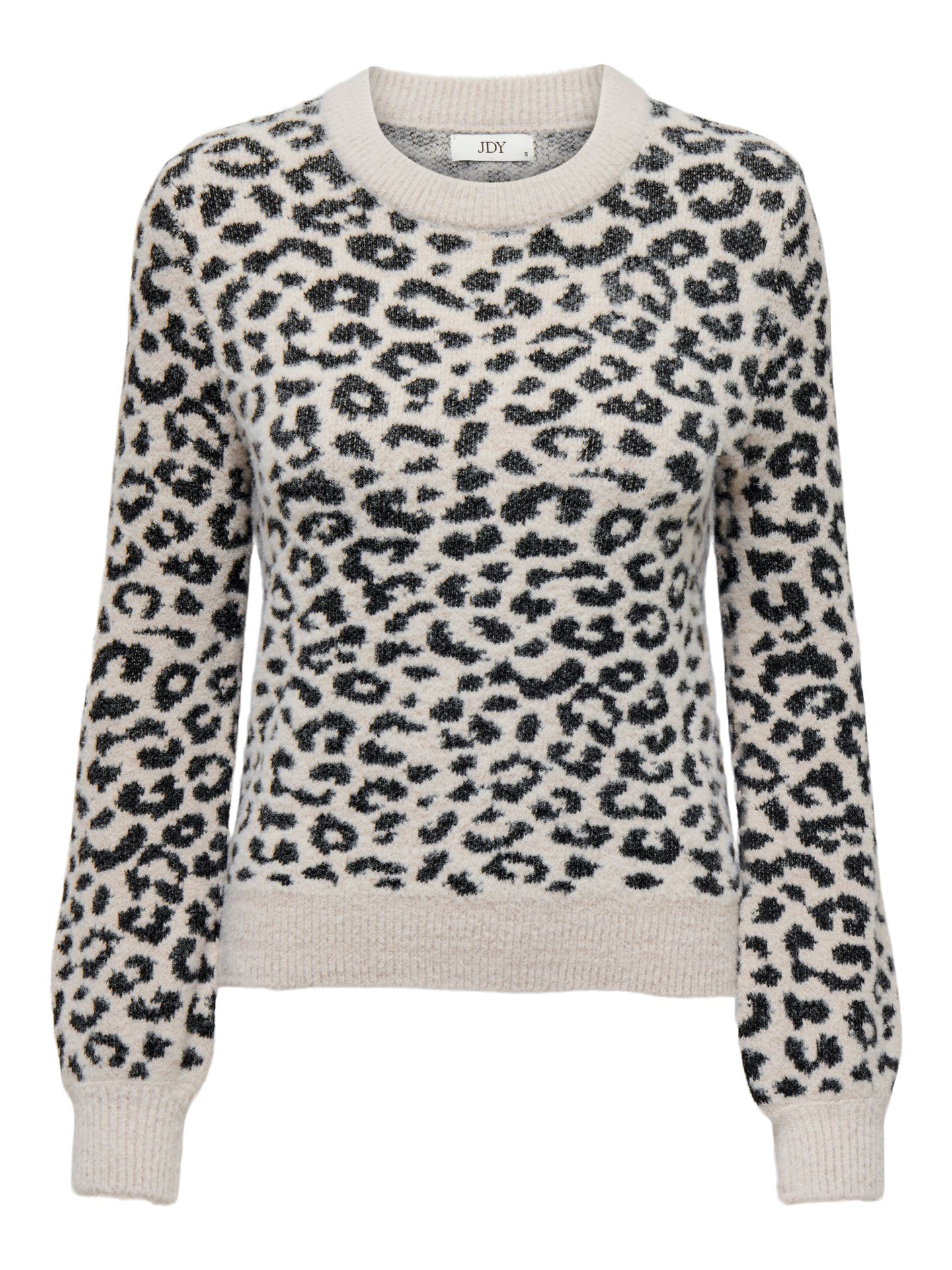 Only JDYLORRAINE ANIMAL L/S PULLOVER KNT Cement/BLACK LEOPARD SPOTS 2900160277039