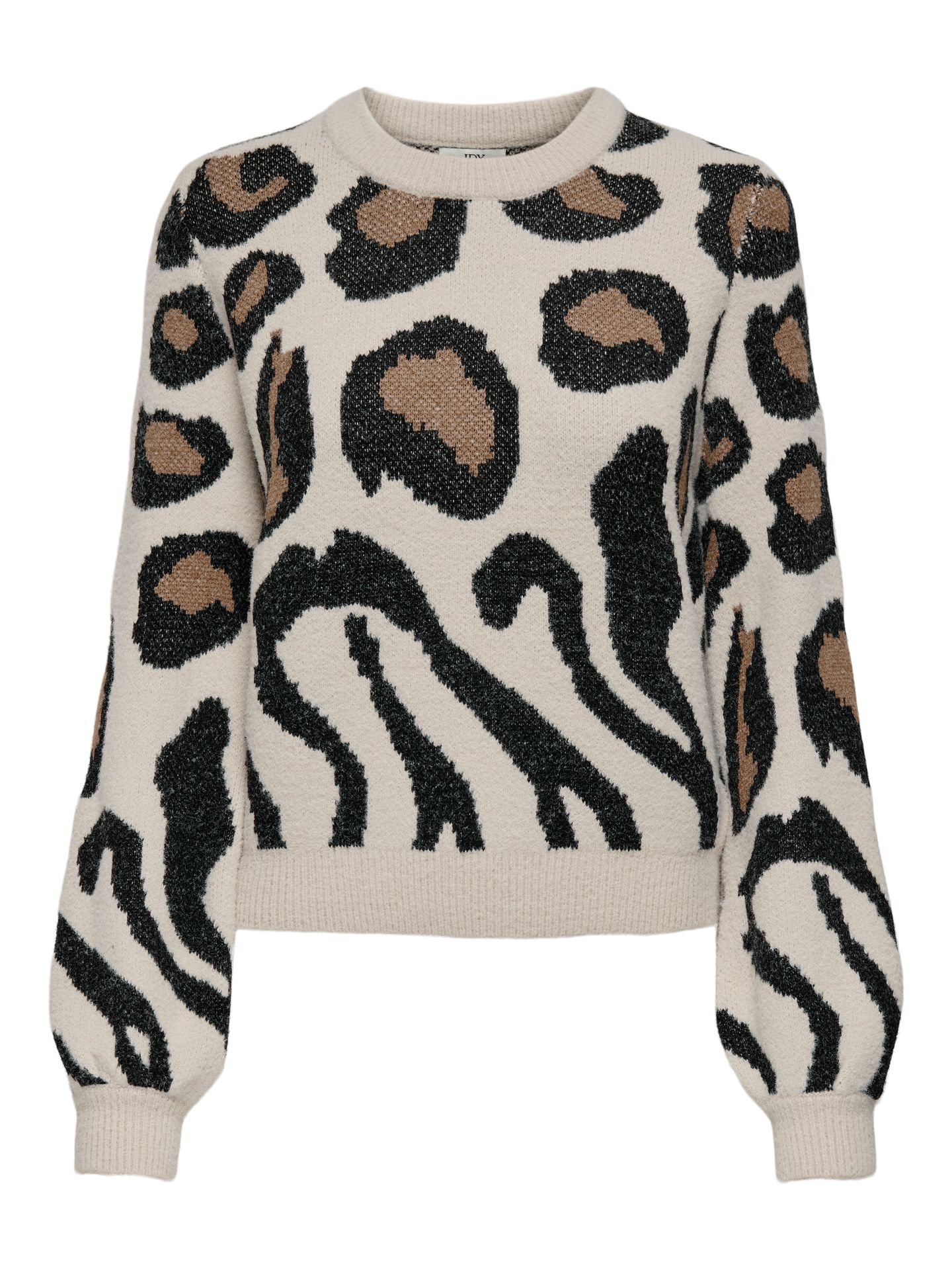 Only JDYLORRAINE ANIMAL L/S PULLOVER KNT Cement/BLACK/MALT BALL MIX 2900160279019