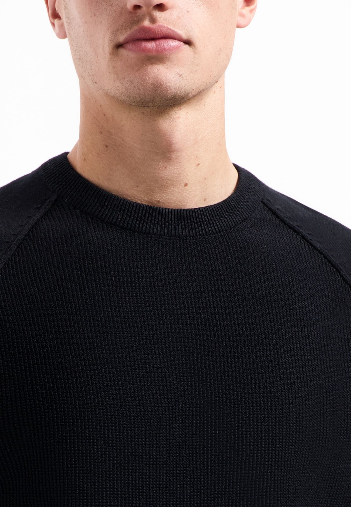 No Excess Pullover Crewneck Solid Waffle Knit 020 black 2900160343086