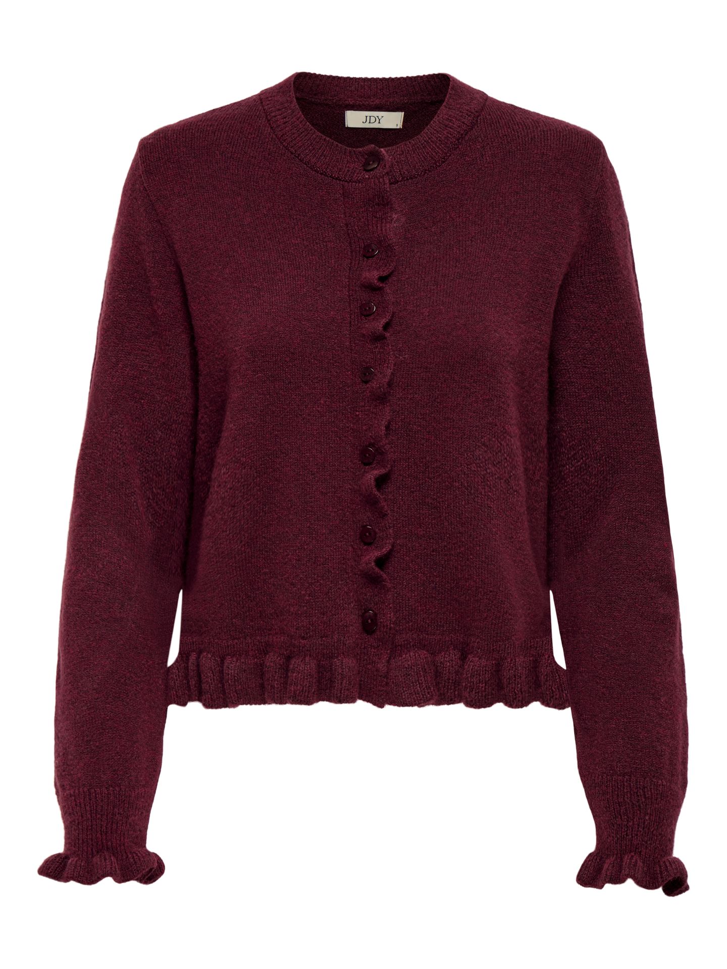 JDY JDYLETTY L/S ON FRILL CARDIGAN KNT Maroon Banner/MELANGE 00115251-EKA26011400003128