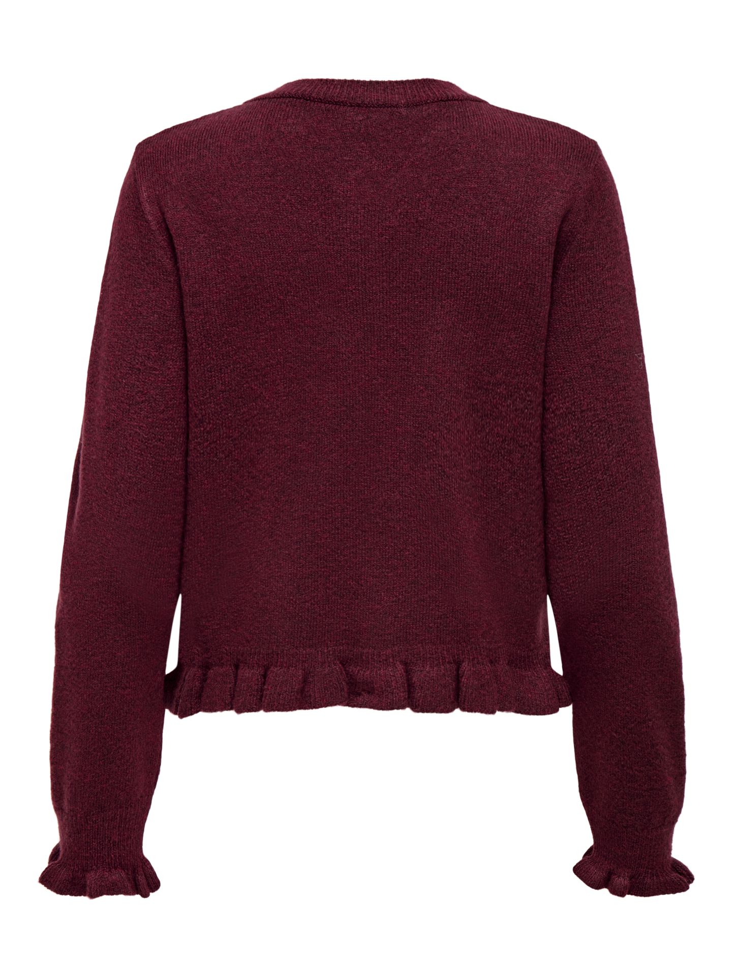 JDY JDYLETTY L/S ON FRILL CARDIGAN KNT Maroon Banner/MELANGE 2900160374059