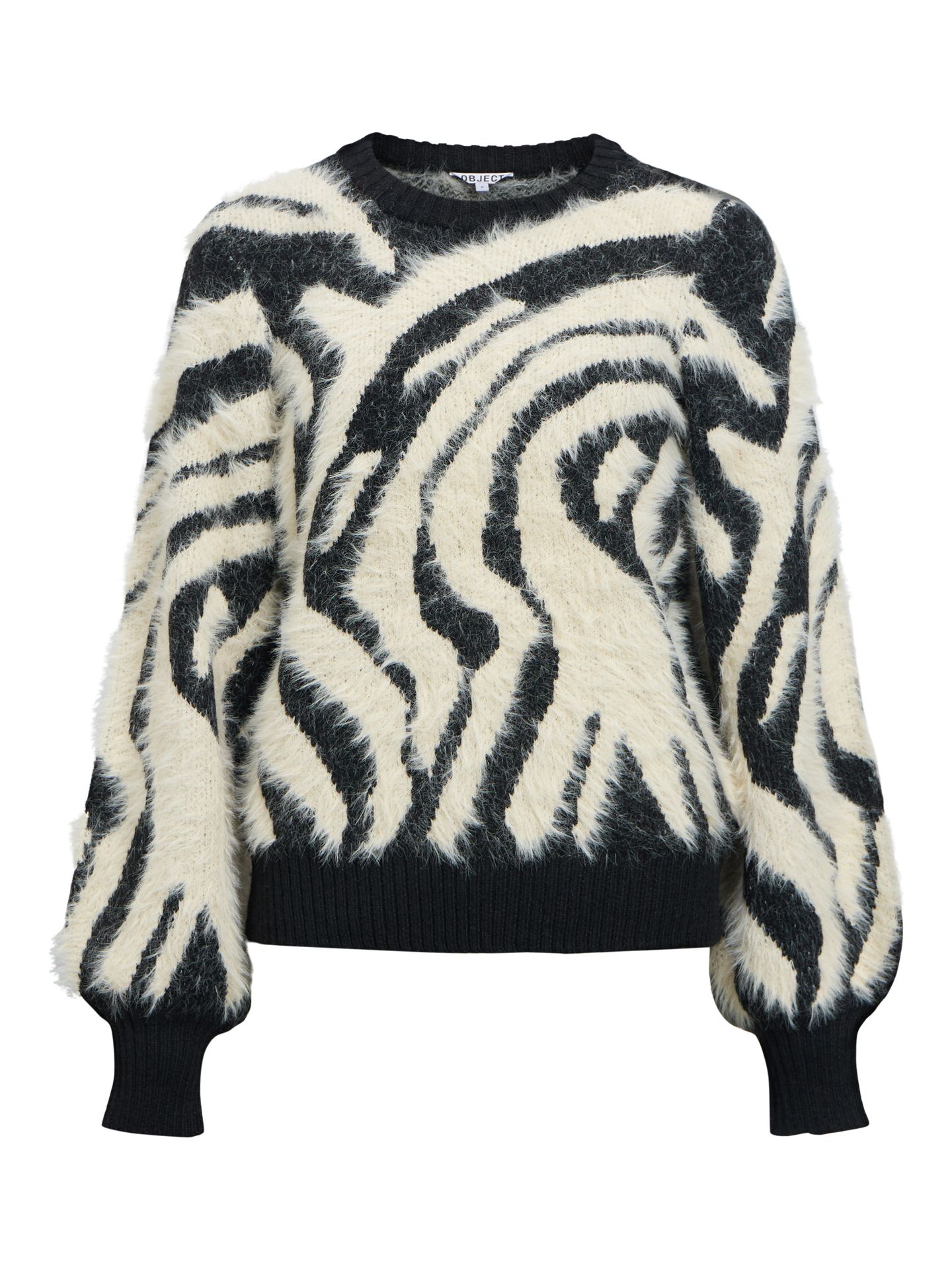 Object OBJHOLLOW L/S RE KNIT PULLOVER NOOS Black/Sandshell vertical stripes 00115257-EKA22000400000083