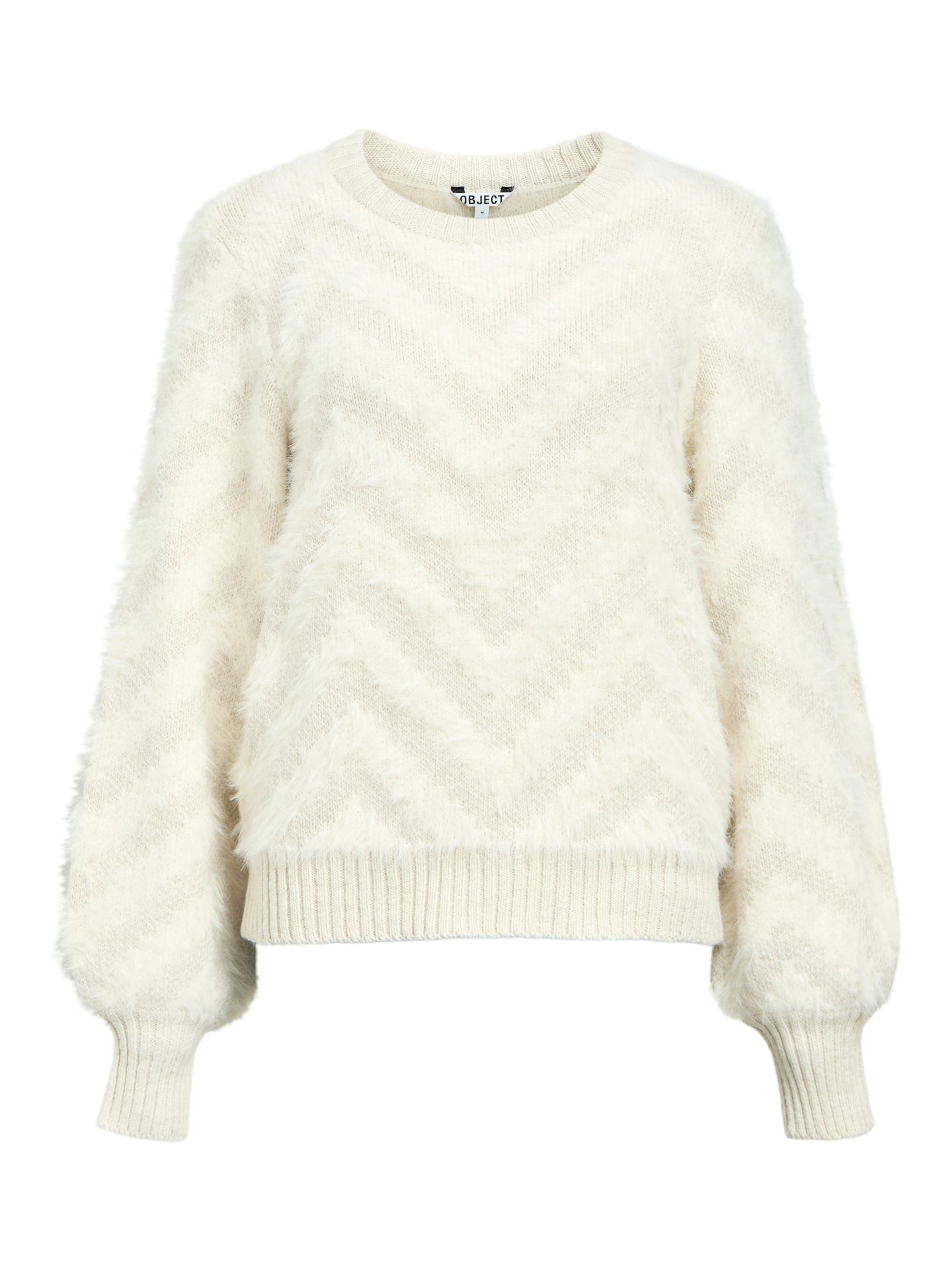 Object OBJHOLLOW L/S RE KNIT PULLOVER NOOS White Sand 00115257-EKA22000400000103