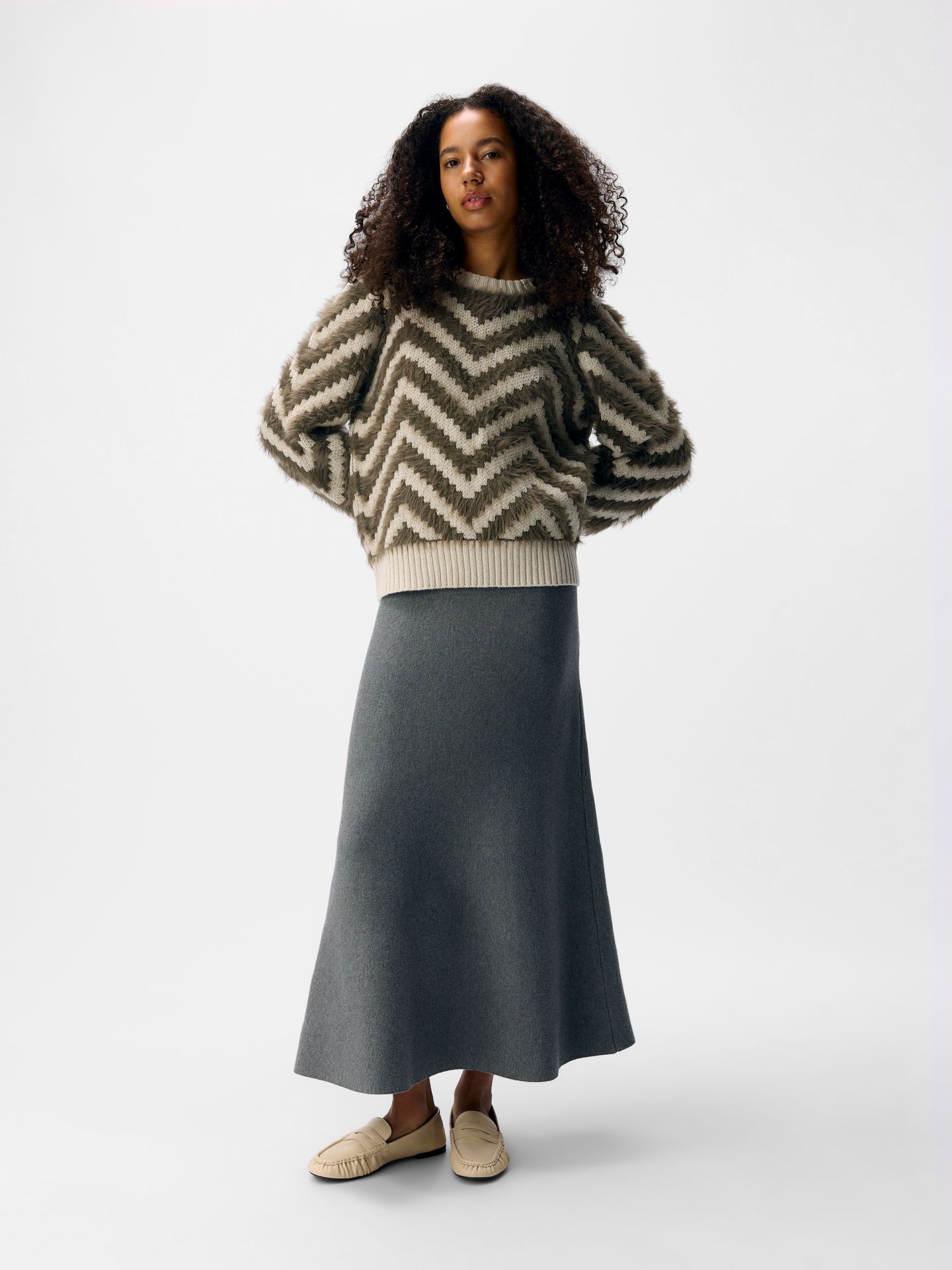 Object OBJHOLLOW L/S RE KNIT PULLOVER NOOS White Sand/Black 2900160400048