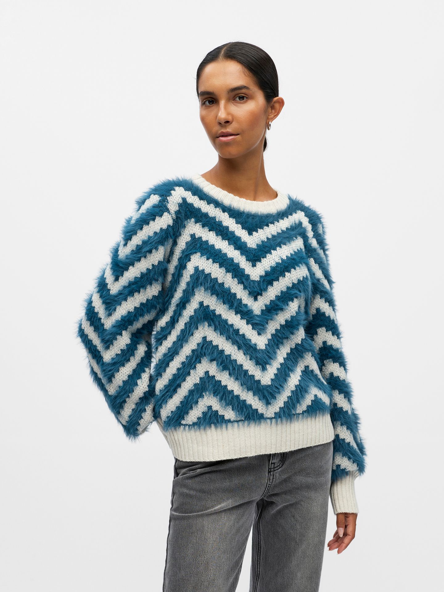 Object OBJHOLLOW L/S RE KNIT PULLOVER NOOS White Sand/Melange 2900160401014