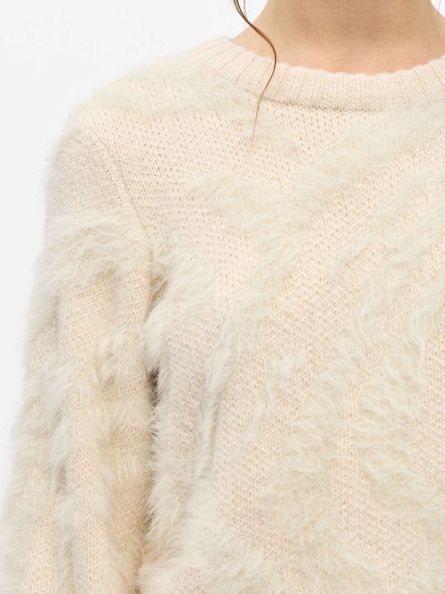 Object OBJHOLLOW L/S RE KNIT PULLOVER NOOS Birch/Zebra 2900169710049