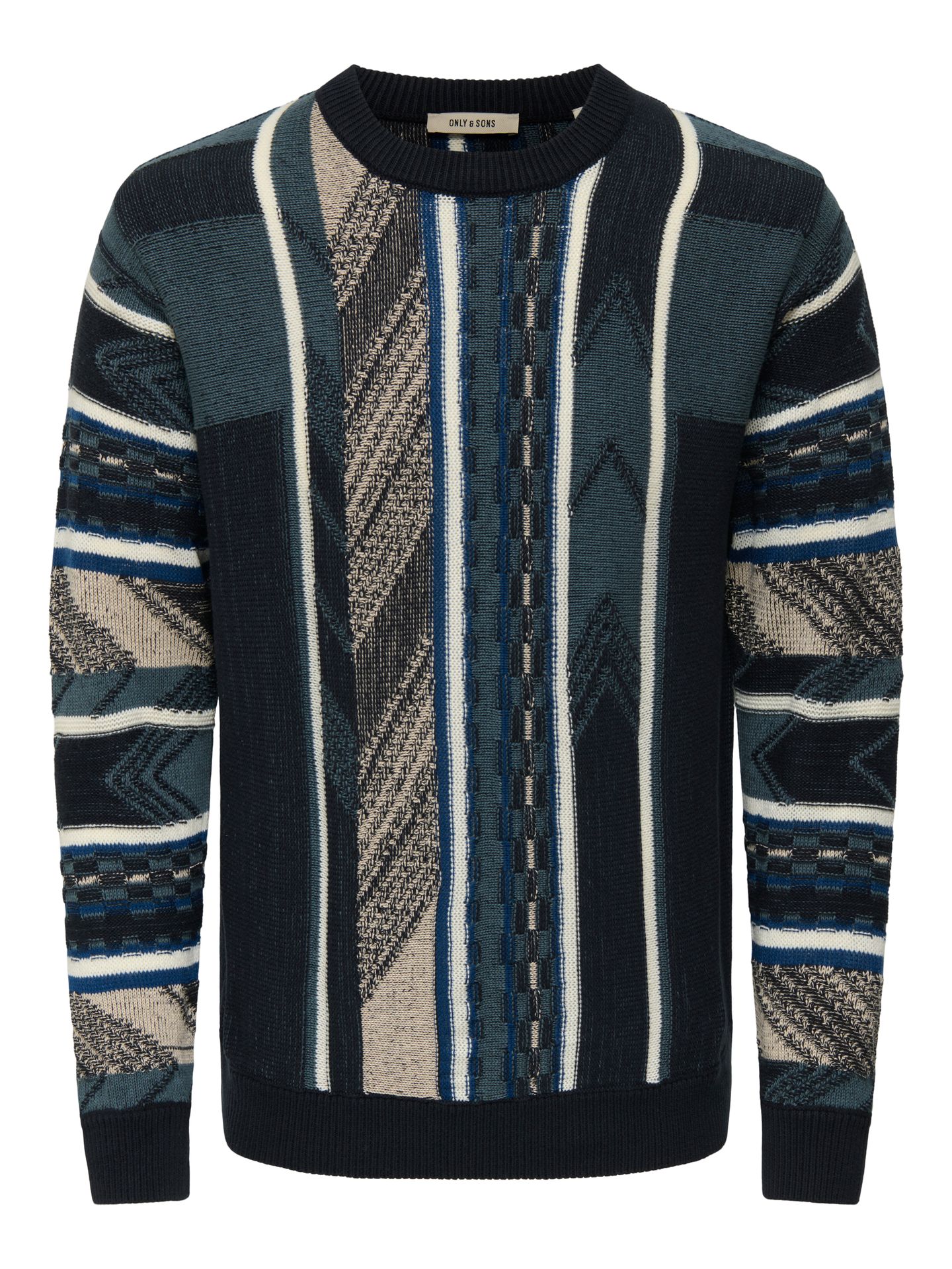 Only & Sons ONSRISE REG LS PATTERN CREW KNIT Dark Sapphire 00115258-EKA26011400002493