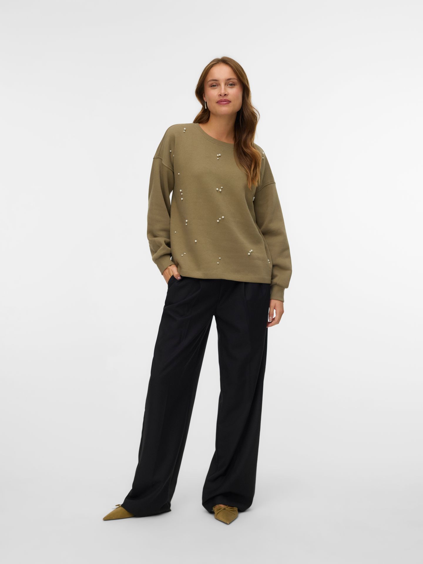 Vero Moda VMFATILDA L/S SWEATSHIRT JRS BTQ Mermaid/TONE-IN-TONE PEARLS 2900160395016