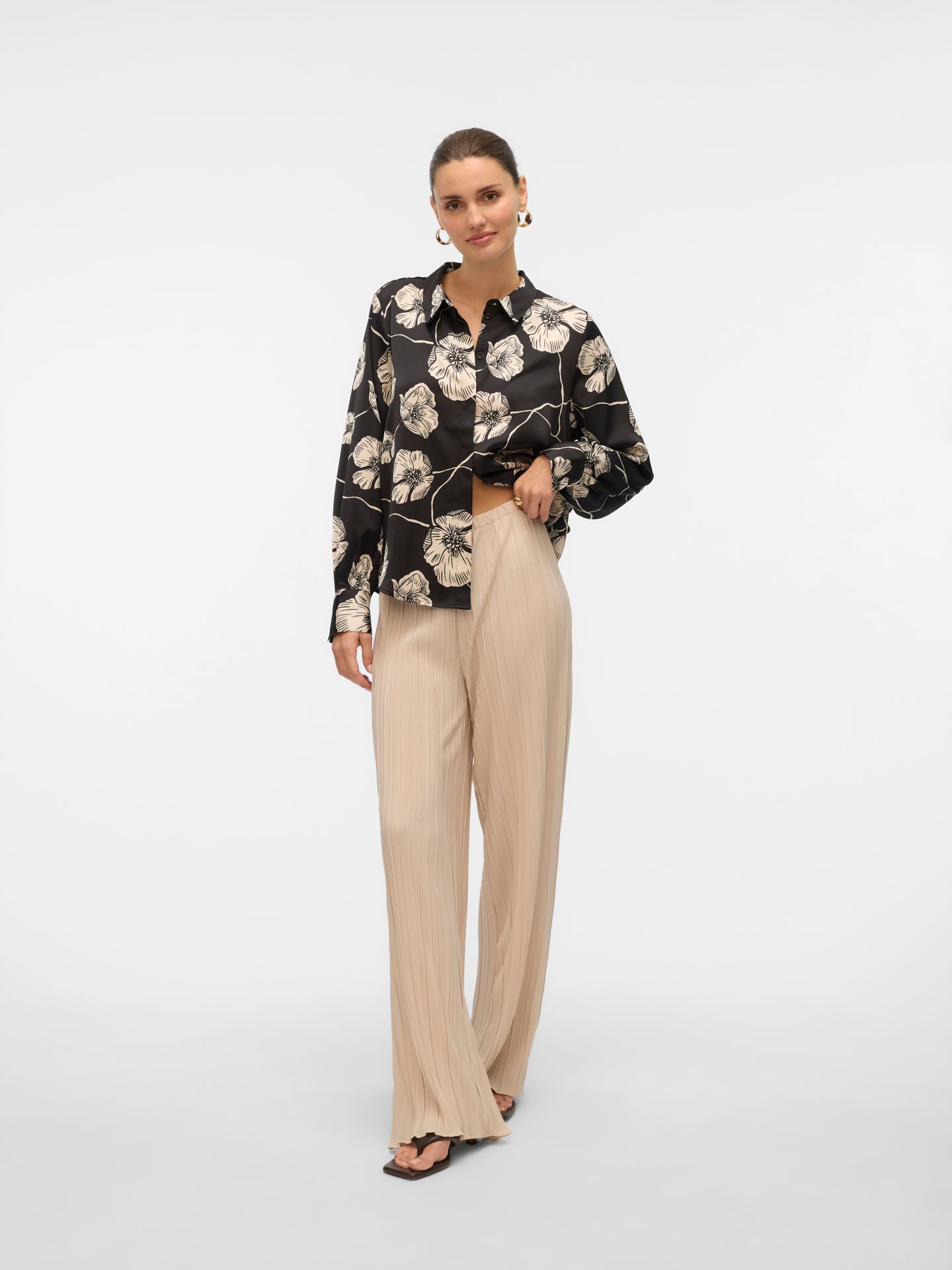 Vero Moda VMELENA LS SHIRT WVN Black/COATED 2900160394033