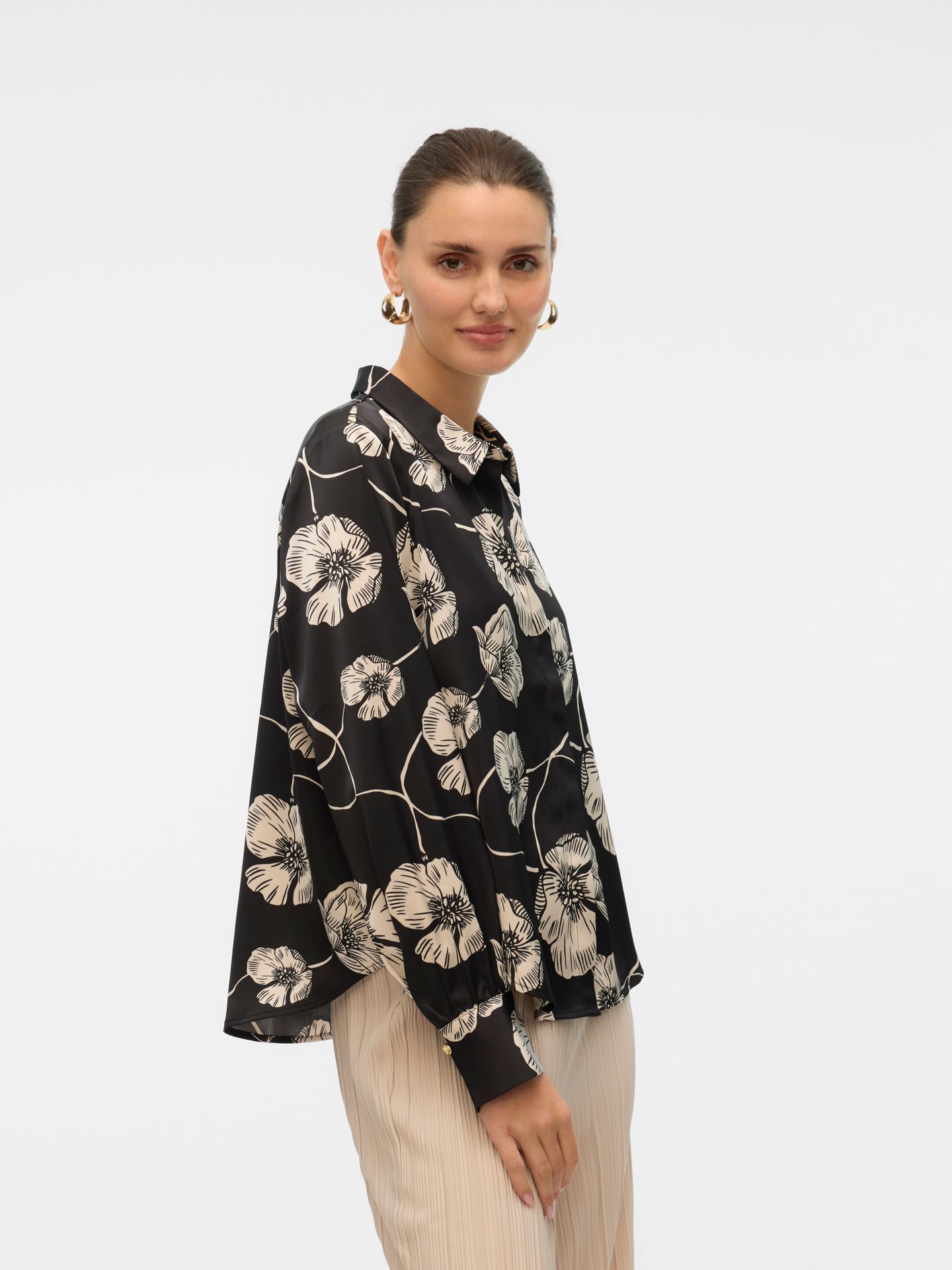 Vero Moda VMELENA LS SHIRT WVN Black/COATED 2900160394033