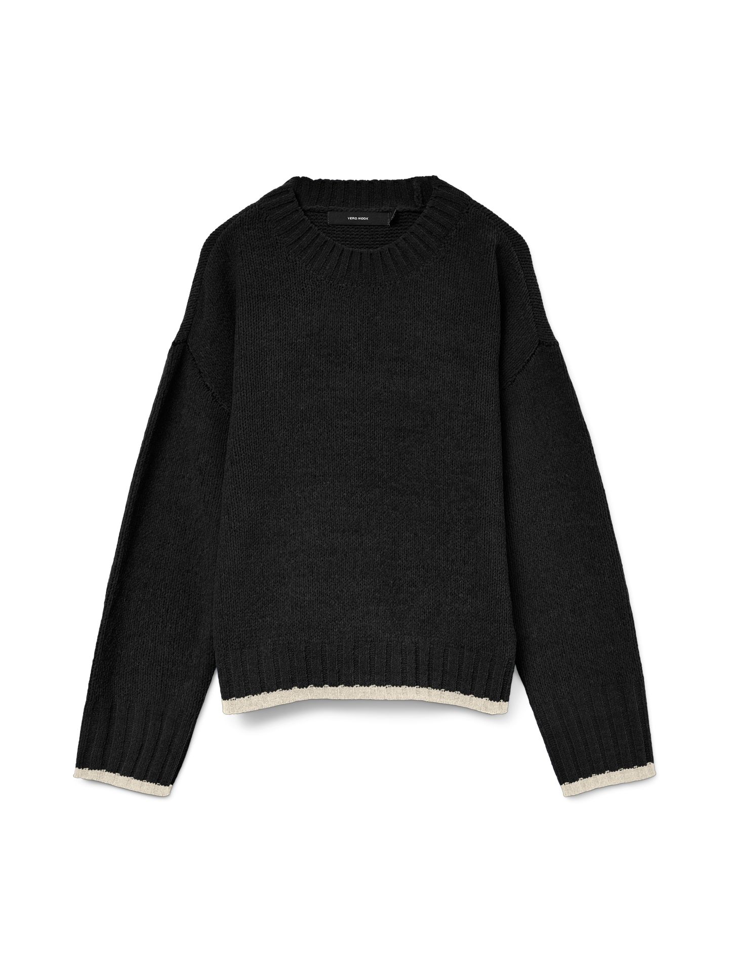 Vero Moda VMSHADOW LS O-NECK PULLOVER BOO Black/SNOQ WHITE EMB 00115263-EKA26011400000427
