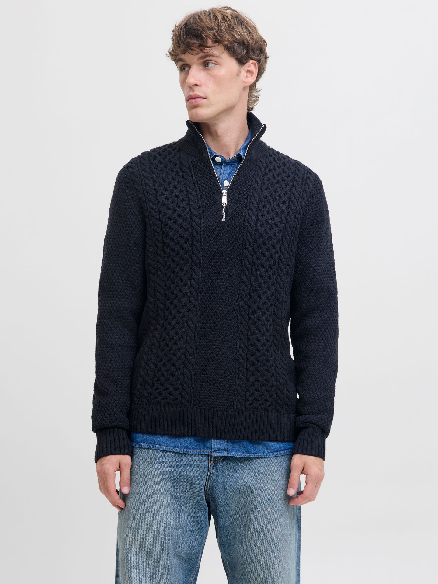 Jack & Jones JJPAUL KNIT HALF ZIP Sky Captain 00115265-EKA26011400000887