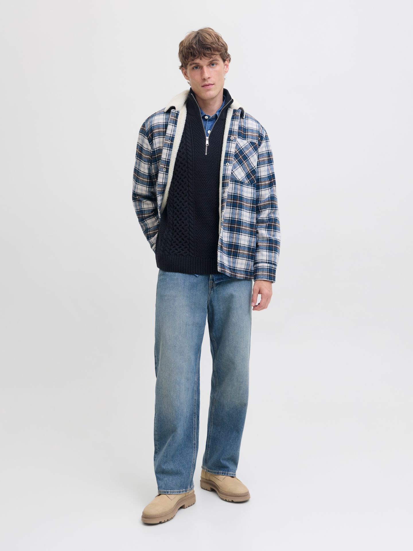 Jack & Jones JJPAUL KNIT HALF ZIP Sky Captain 2900160404015