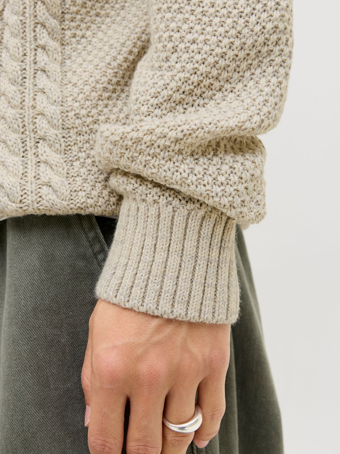 Jack & Jones JJPAUL KNIT HALF ZIP White Melange 2900160406026