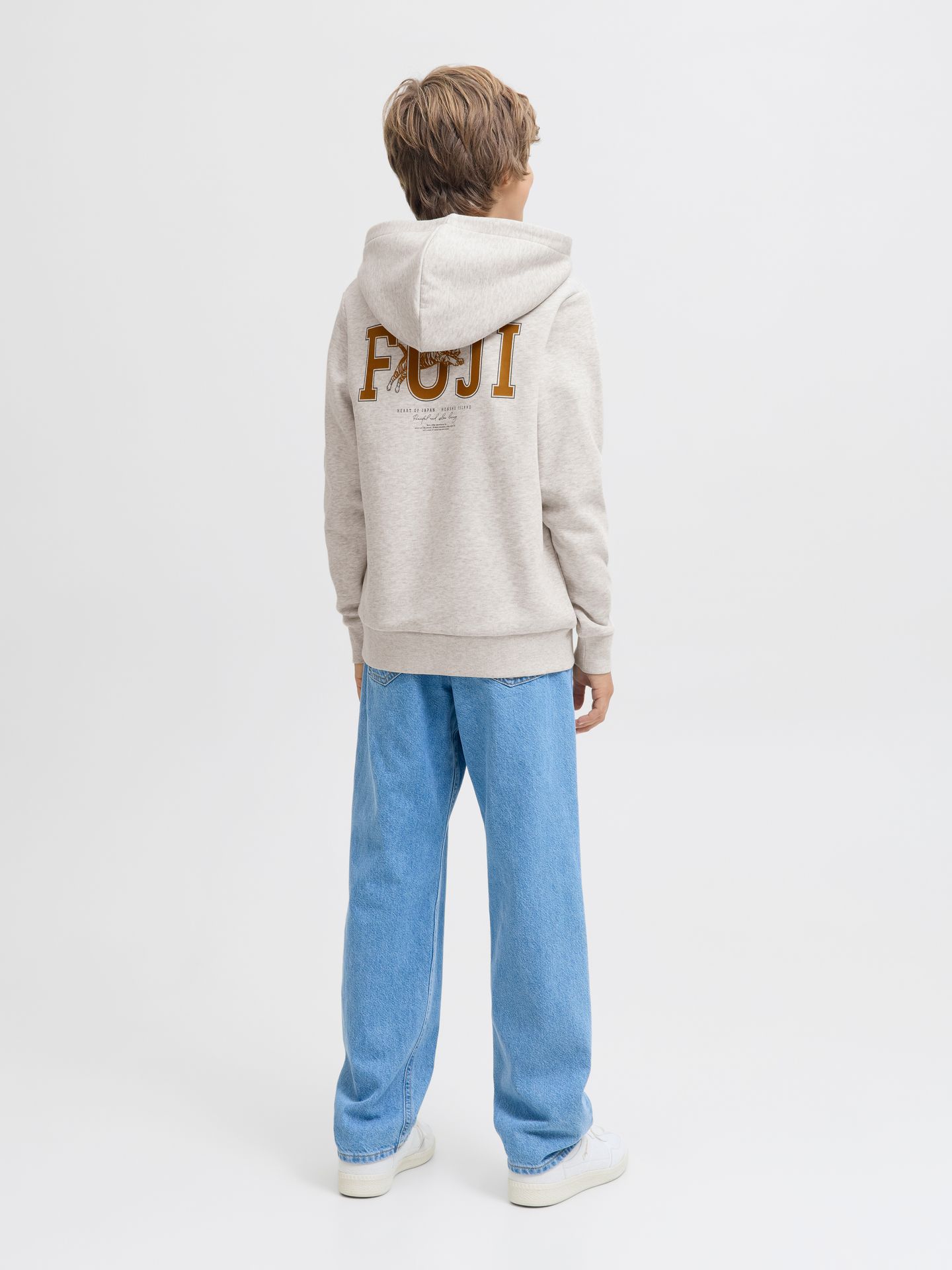 Jack & Jones JJKENJI SWEAT HOOD JNR White Melange 2900160420022