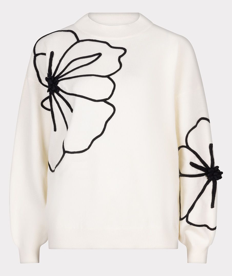Esqualo Sweater tape flower patch 120 off white 00115287-EKA26009300000004
