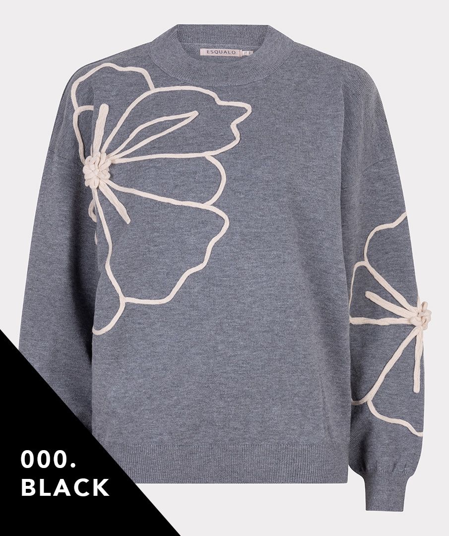 Esqualo Sweater tape flower patch 000 black 2900160436078