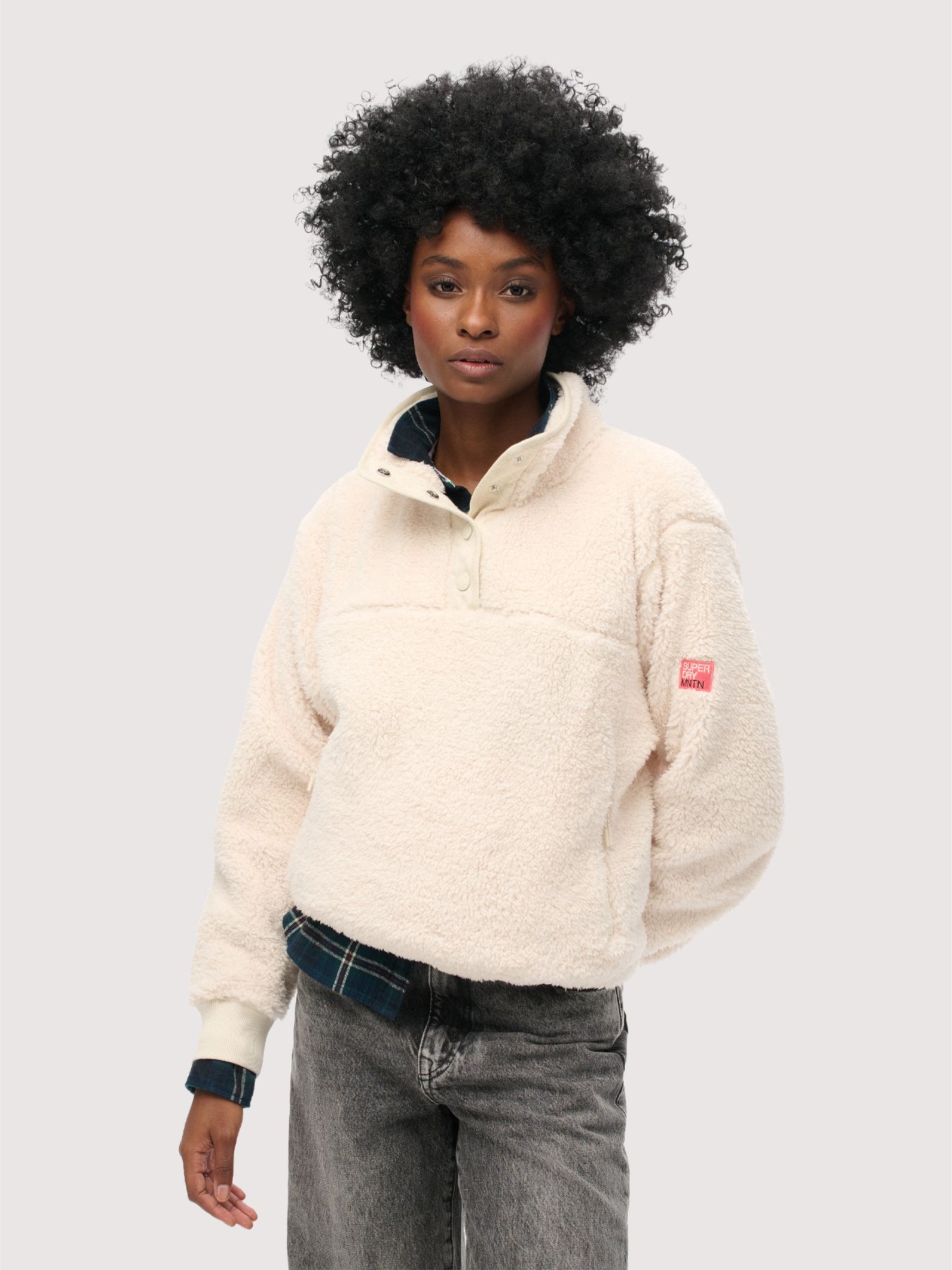 Superdry Super soft half zip Rice White 2900160462046