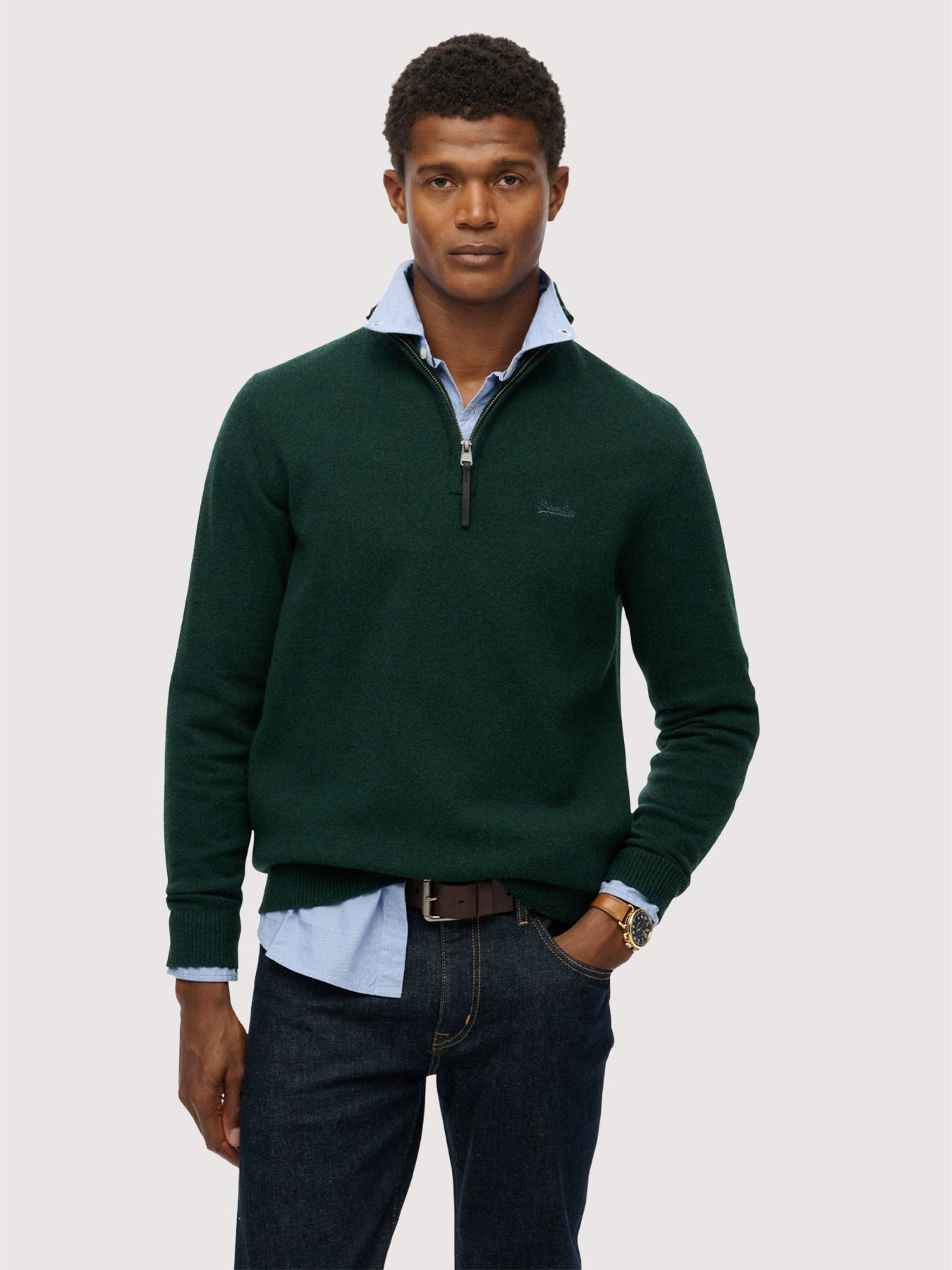 Superdry Wool blend half zip jumper Forest 2900160467089