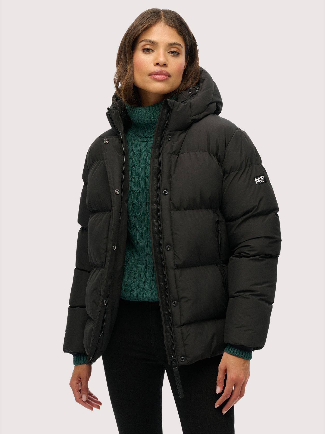 Superdry Hooded 5 baffle sports puffer 02A Black 2900160472038