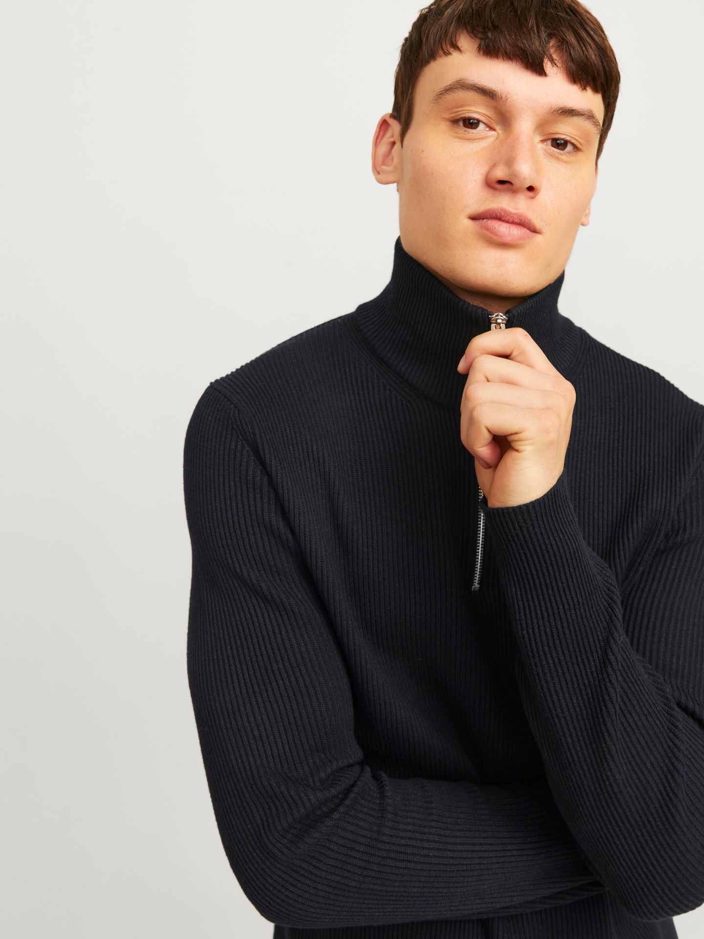 Jack & Jones JJEPERFECT KNIT HALF ZIP SN Black 2900160482037
