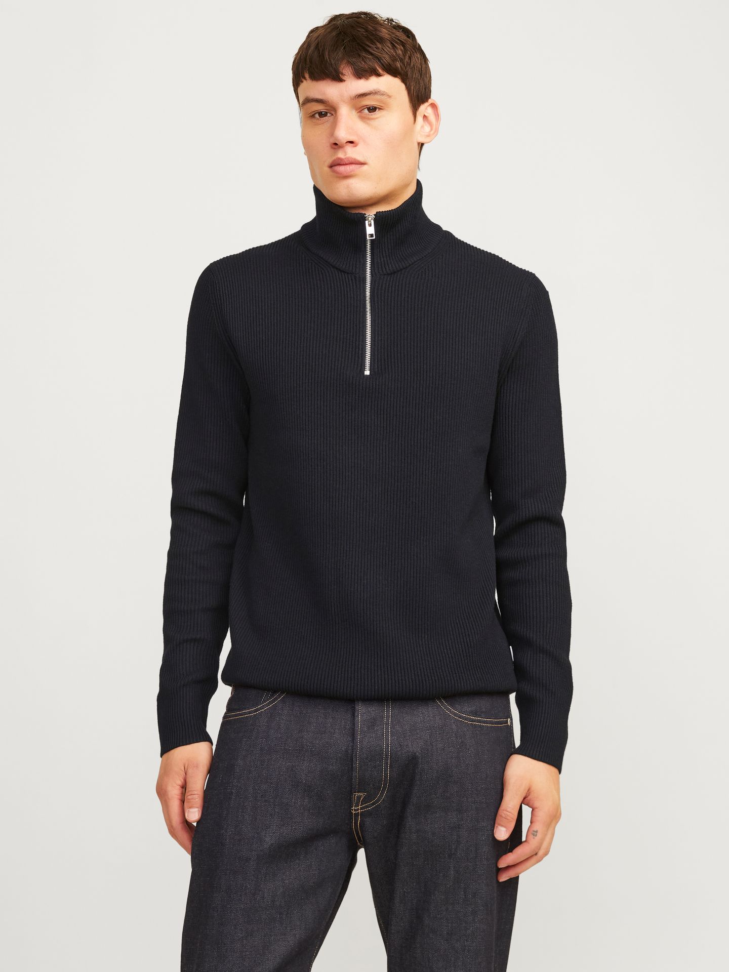 Jack & Jones JJEPERFECT KNIT HALF ZIP SN Black 00115317-EKA26011400000232