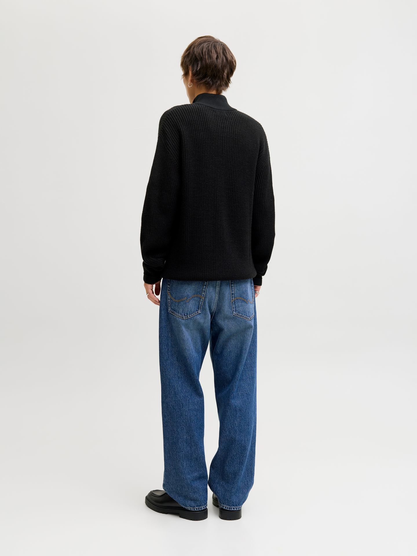 Jack & Jones JJKAITO KNIT HALF ZIP BF Black 2900160492036