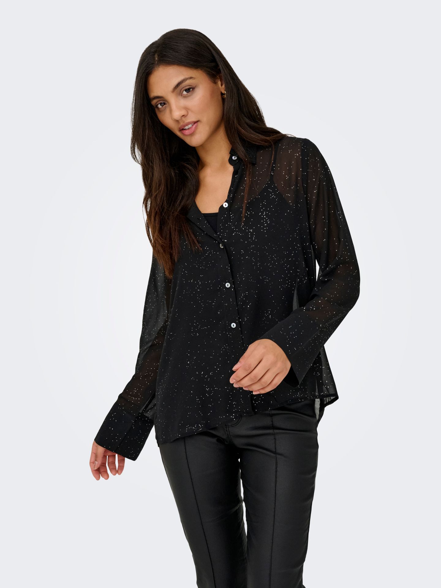 Only ONLSTAR LIFE L/S GRACE GLITTER SHIR Black/LEO AOP 2900160674029