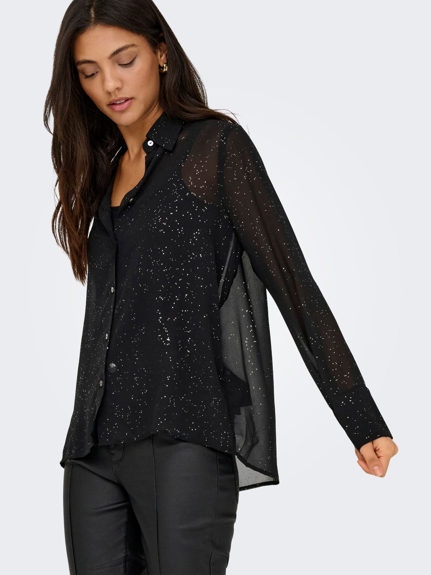 Only ONLSTAR LIFE L/S GRACE GLITTER SHIR Black/LEO AOP 2900160674029