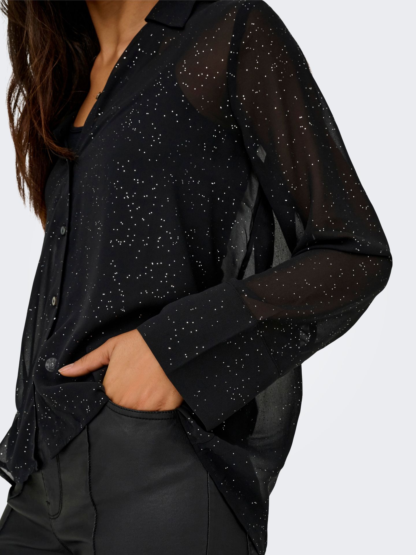 Only ONLSTAR LIFE L/S GRACE GLITTER SHIR Black/LEO AOP 2900160674029