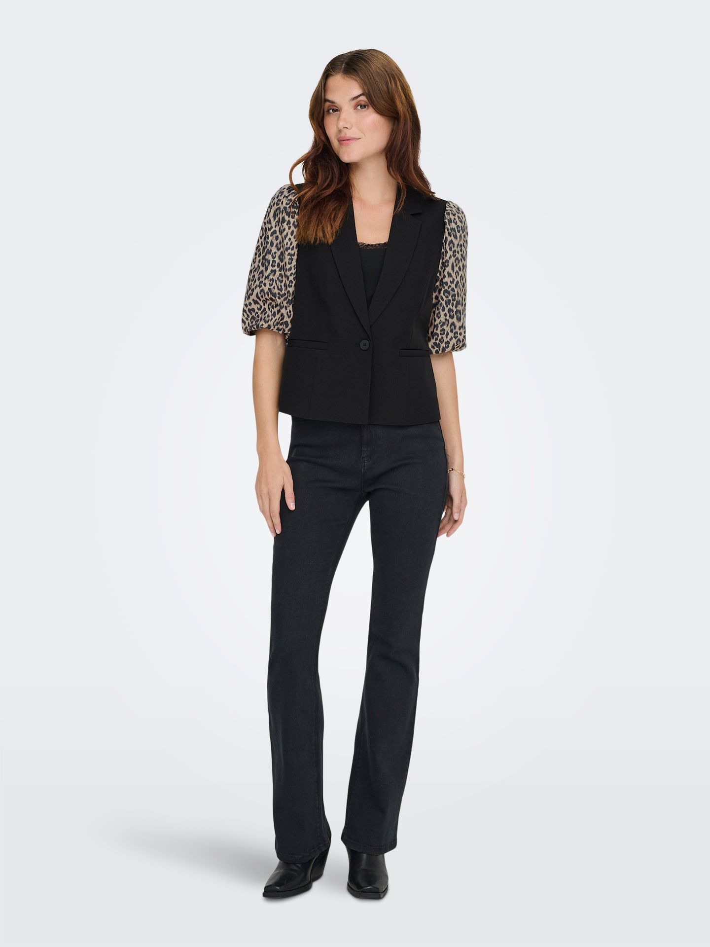 Only ONLMELLIE LIFE S/S MIX BLAZER TLR C Black/LEO AOP 2900160687036