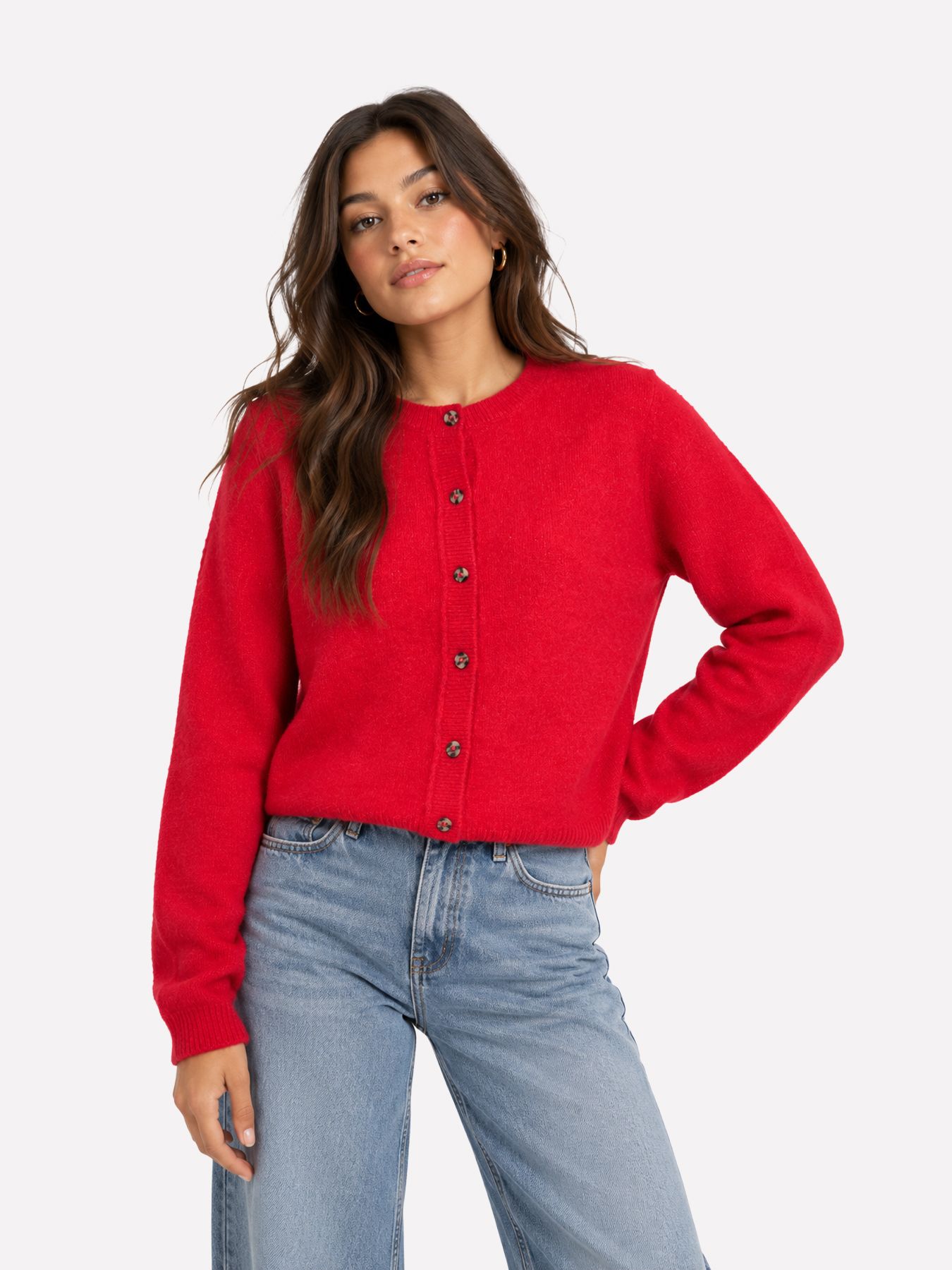 Only JDYCHLOE LIFE L/S CARDIGAN KNT NOOS Racing Red/MELANGE 00115418-EKA26011400003534