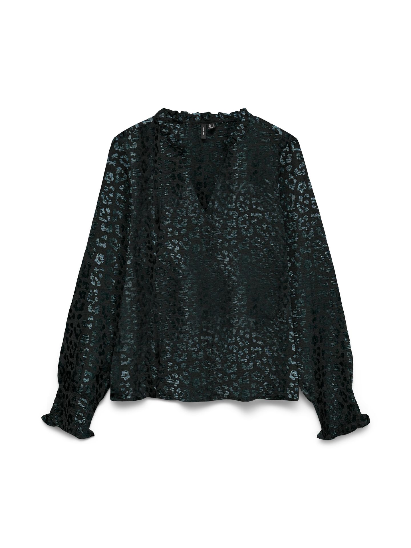 Vero Moda VMCARLA FOIL L/S V-NECK TOP WVN GA Black/W BIRCH 00115452-EKA26011400000606
