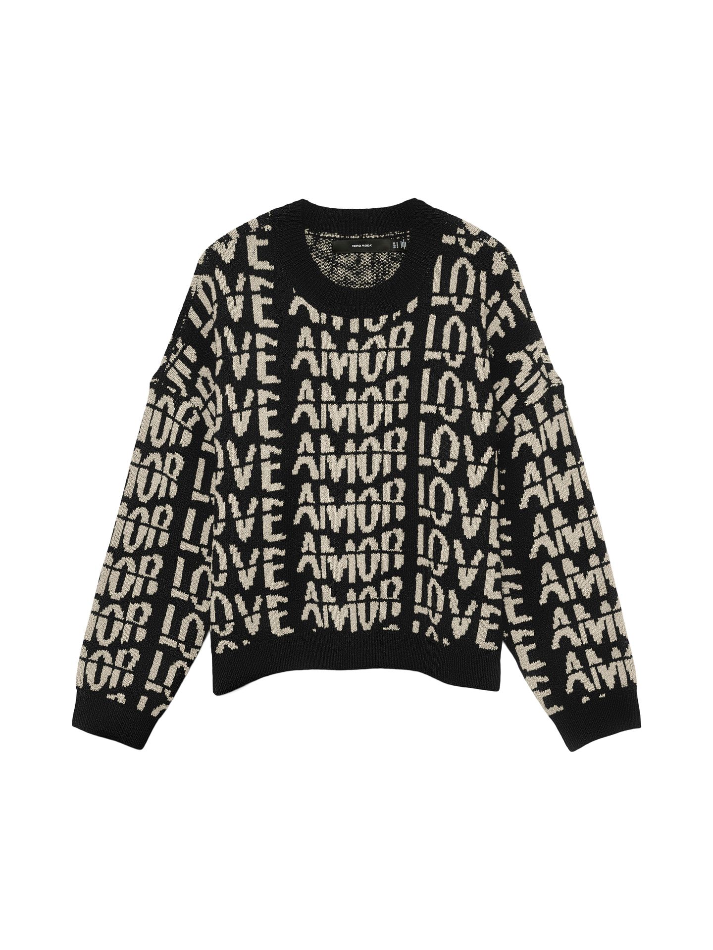 Vero Moda VMLOVE LS O-NECK PULLOVER BOO Black/W BIRCH 00115464-EKA26011400000606