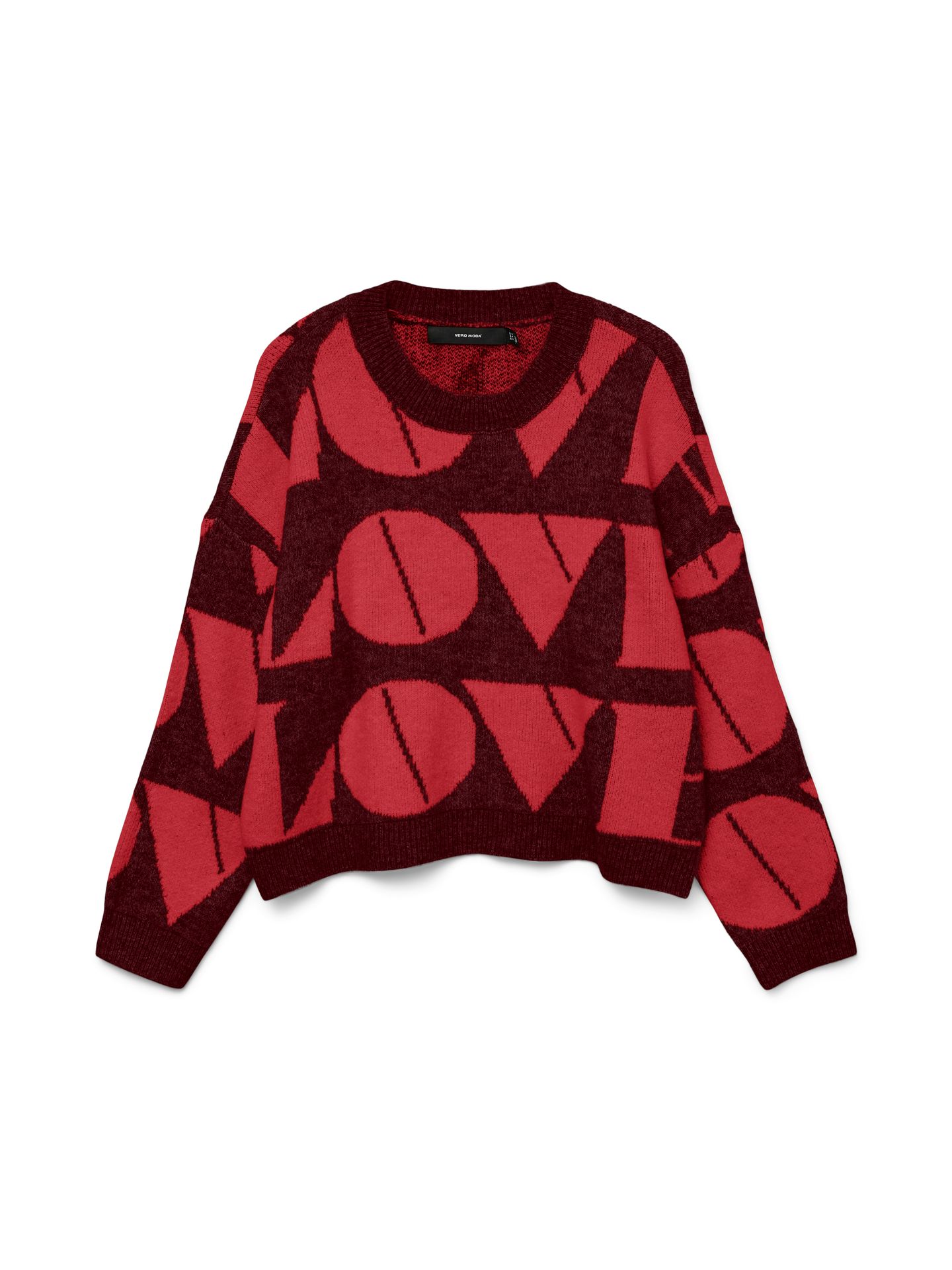 Vero Moda VMLOVE LS O-NECK PULLOVER BOO Syrah/W. WHITE MELANGE 00115464-EKA26011400003064