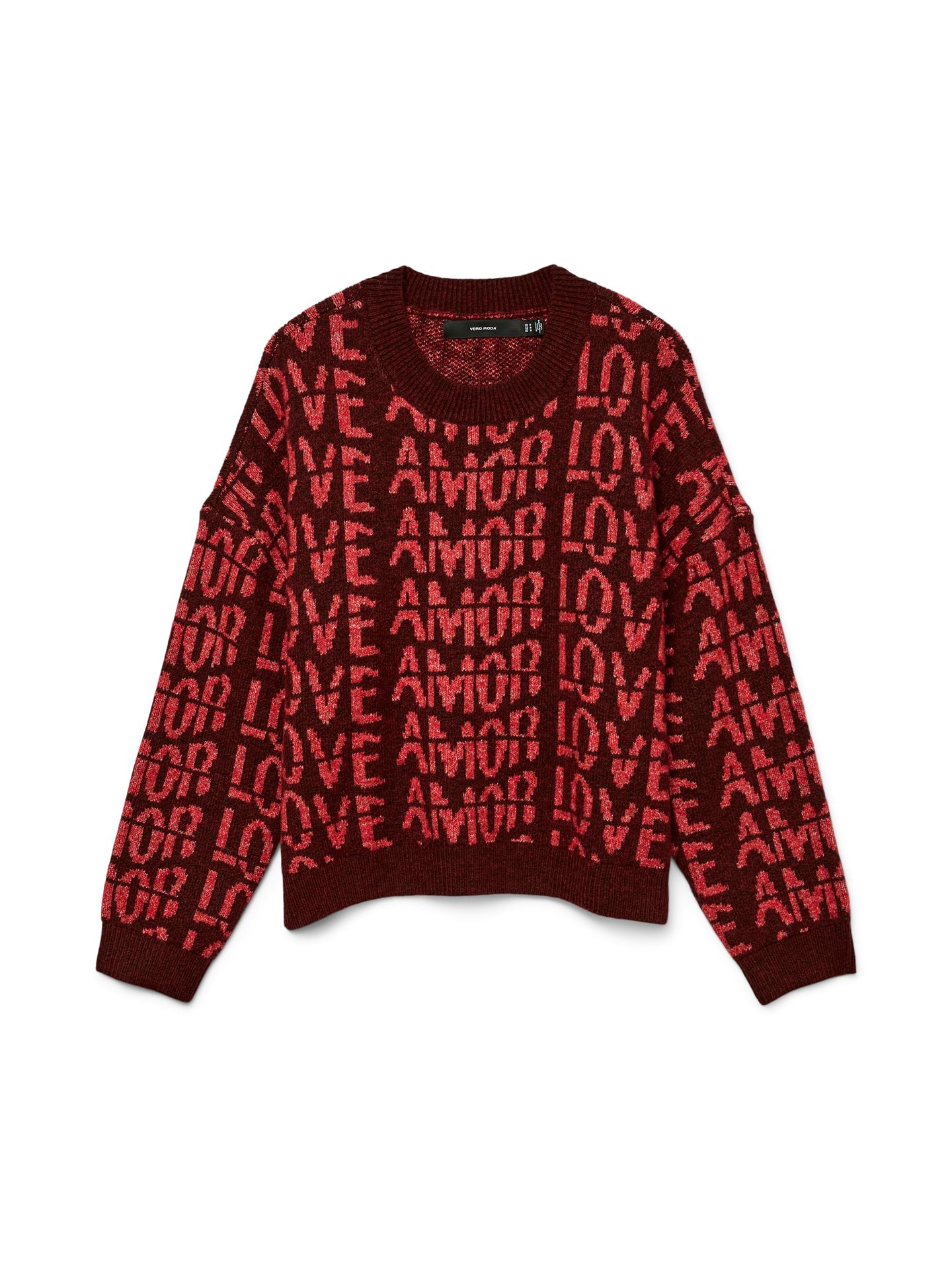 Vero Moda VMLOVE LS O-NECK PULLOVER BOO Syrah/HADLEY 00115464-EKA26011400003087