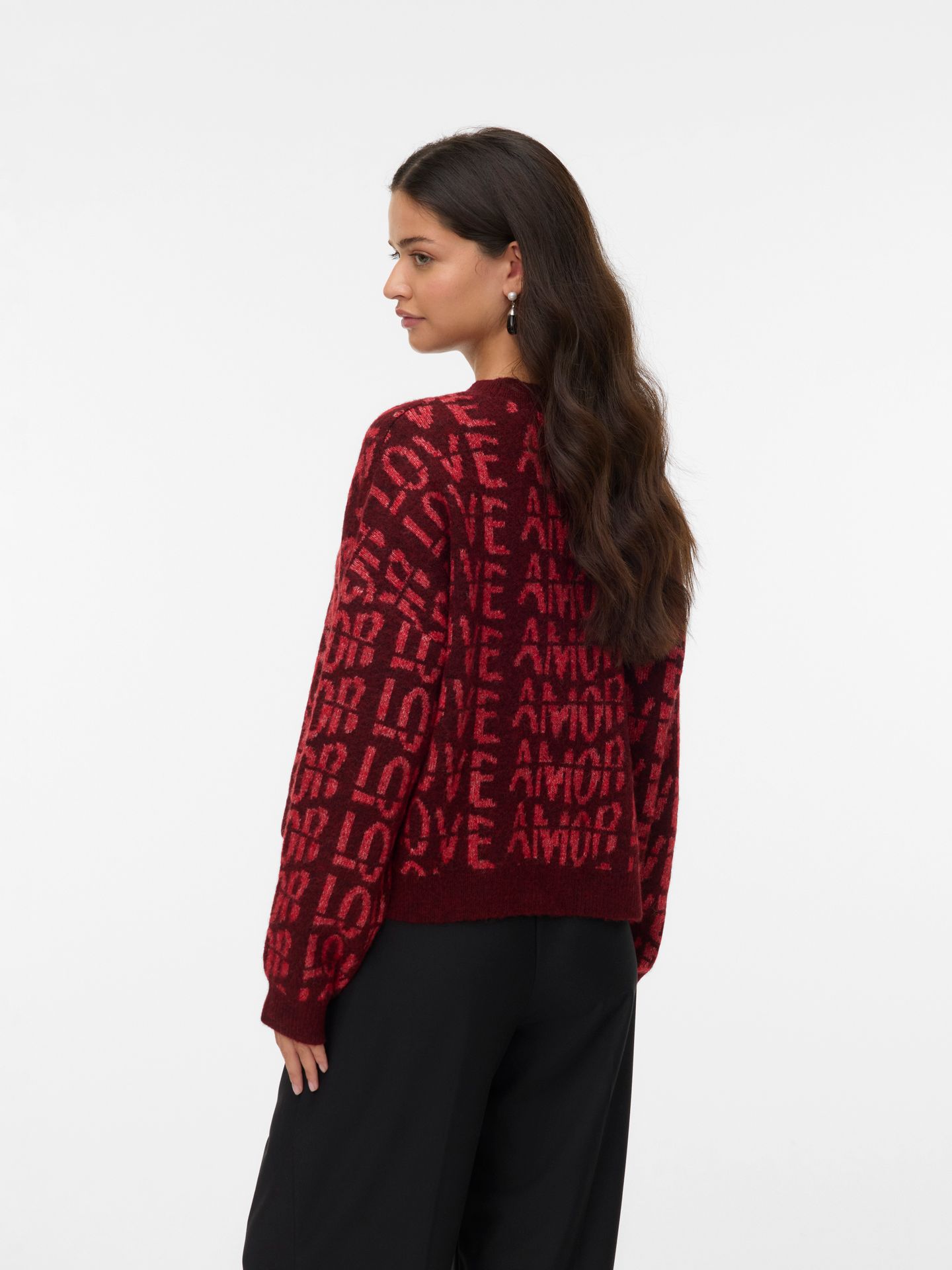 Vero Moda VMLOVE LS O-NECK PULLOVER BOO Syrah/HADLEY 2900160792013