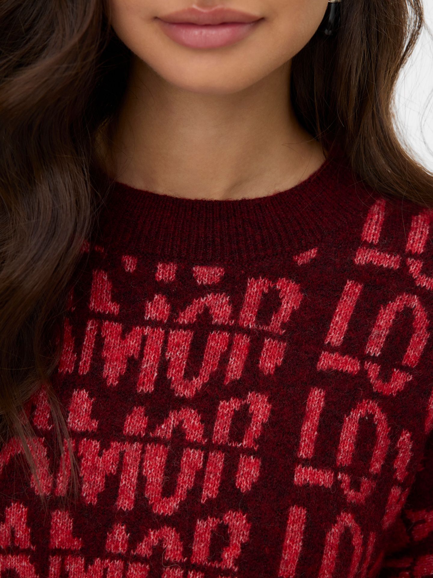 Vero Moda VMLOVE LS O-NECK PULLOVER BOO Syrah/HADLEY 2900160792013