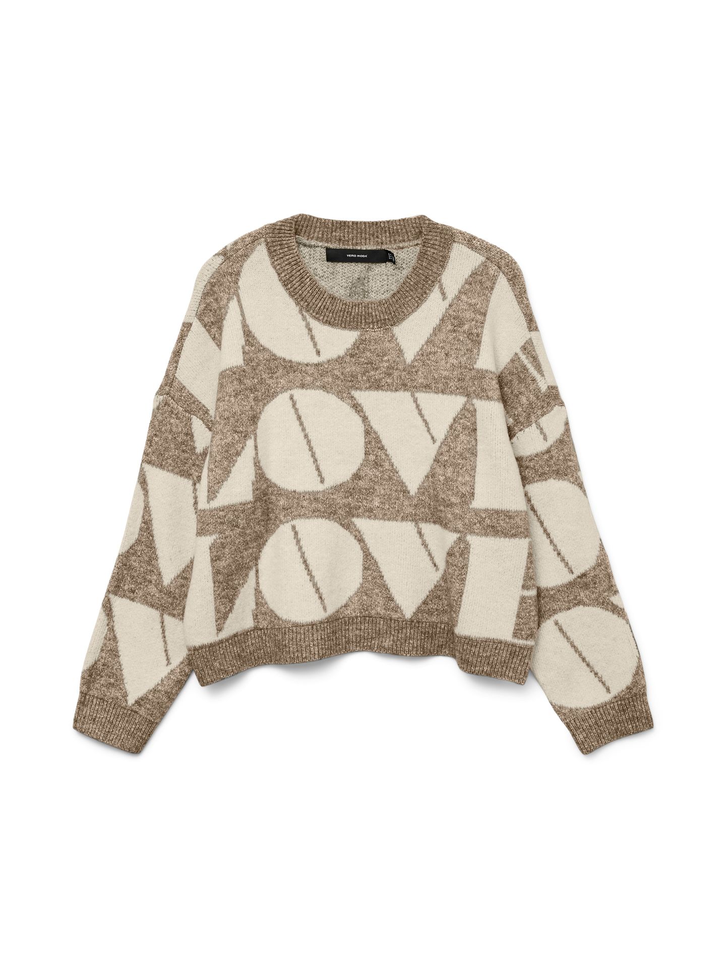 Vero Moda VMLOVE LS O-NECK PULLOVER BOO Silver Mink/W. BIRCH BIG LOVE 2900160783042