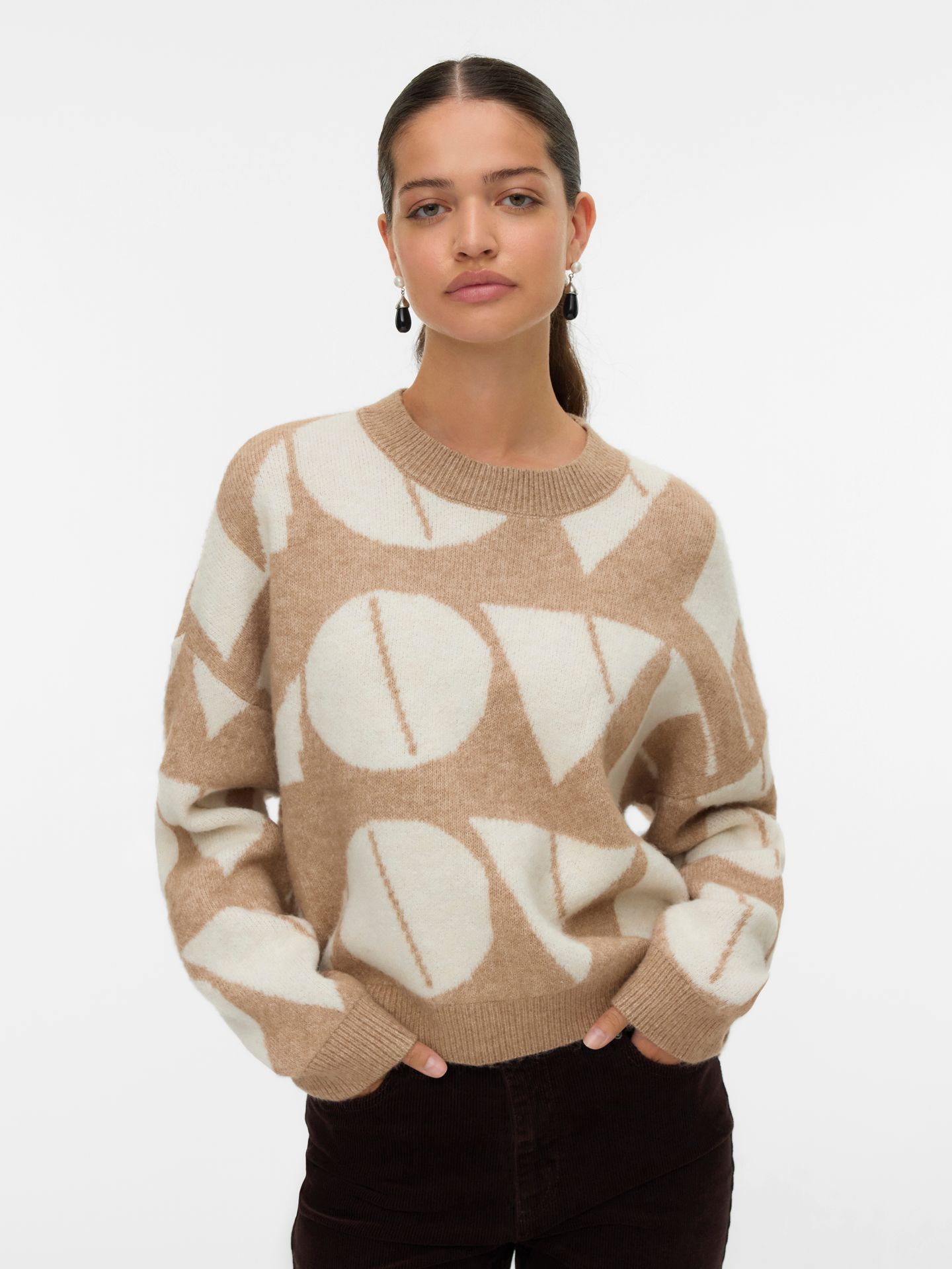 Vero Moda VMLOVE LS O-NECK PULLOVER BOO Silver Mink/W. BIRCH BIG LOVE 00115464-EKA26011400003146