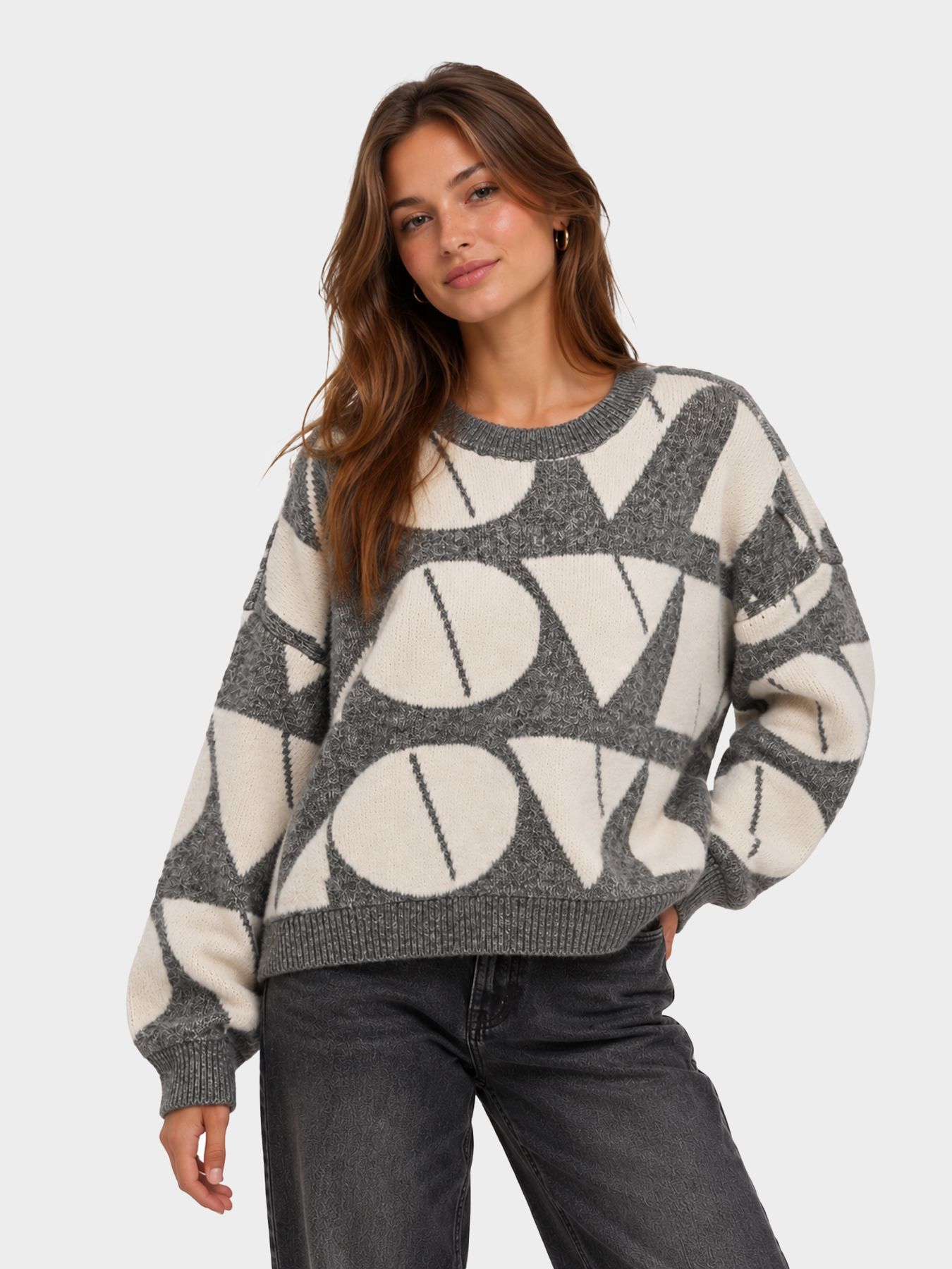 Vero Moda VMLOVE LS O-NECK PULLOVER BOO Medium Grey Melange/W. BIRCH BIG LO 00115464-EKA26011400003813