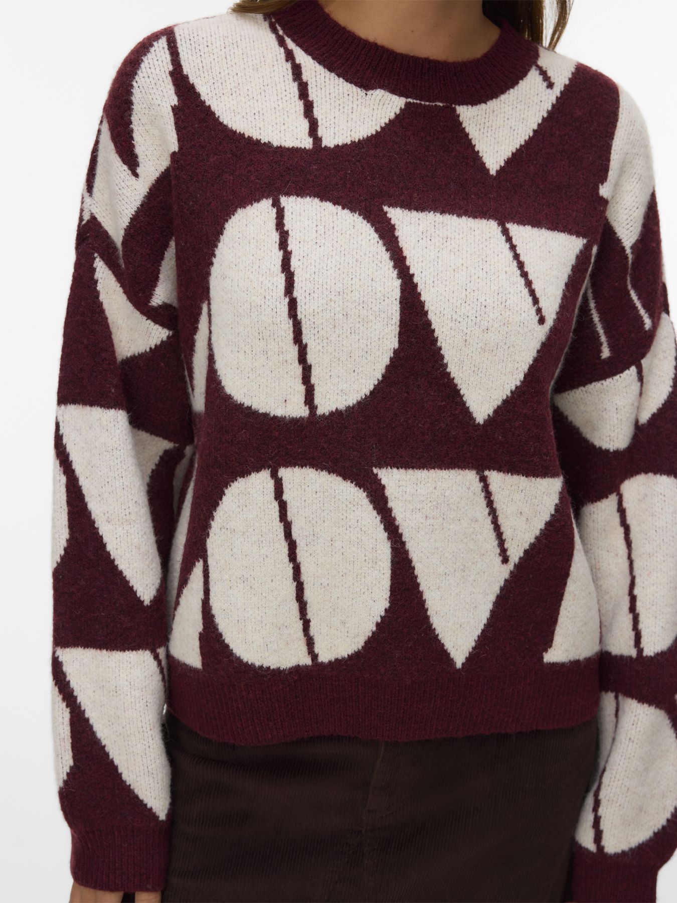 Vero Moda VMLOVE LS O-NECK PULLOVER BOO Windsor Wine/W. BIRCH BIG LOVE 2900172135051