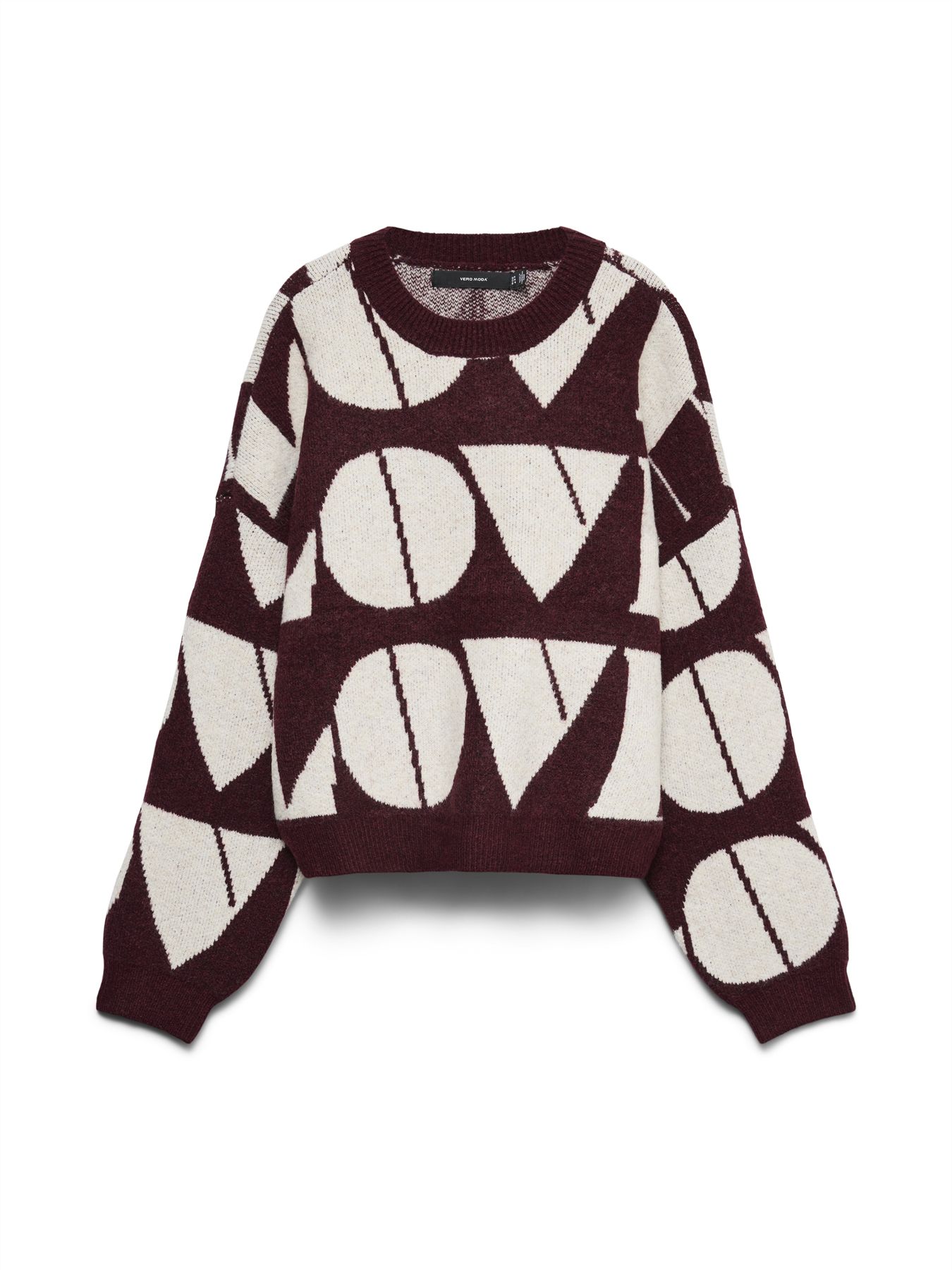 Vero Moda VMLOVE LS O-NECK PULLOVER BOO Windsor Wine/W. BIRCH BIG LOVE 2900172135051