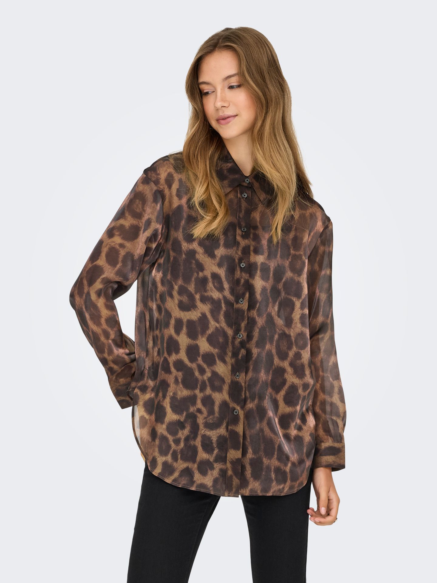 Only ONLSTELLA LIFE LS LOOSE SHIRT WVN Chocolate Torte/Black/birch stripe 2900160808011