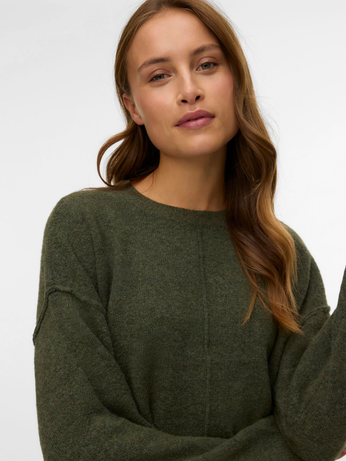 Vero Moda VMBESTI LS O-NECK PULLOVER BOO Grape Leaf/W. MELANGE 00115478-EKA26011400003153