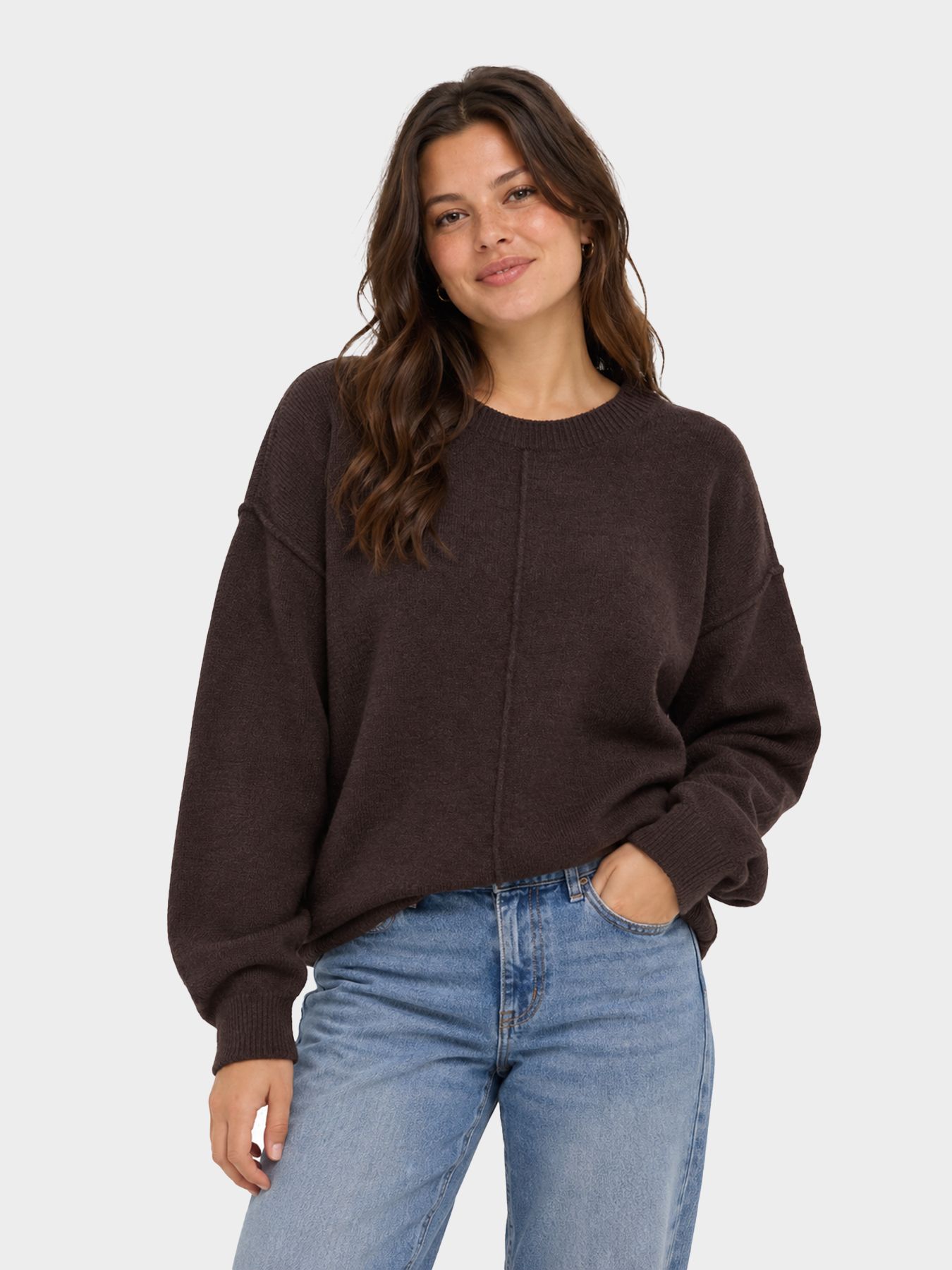 Vero Moda VMBESTI LS O-NECK PULLOVER BOO Chocolate Torte/MELANGE 00115478-EKA26011400003157