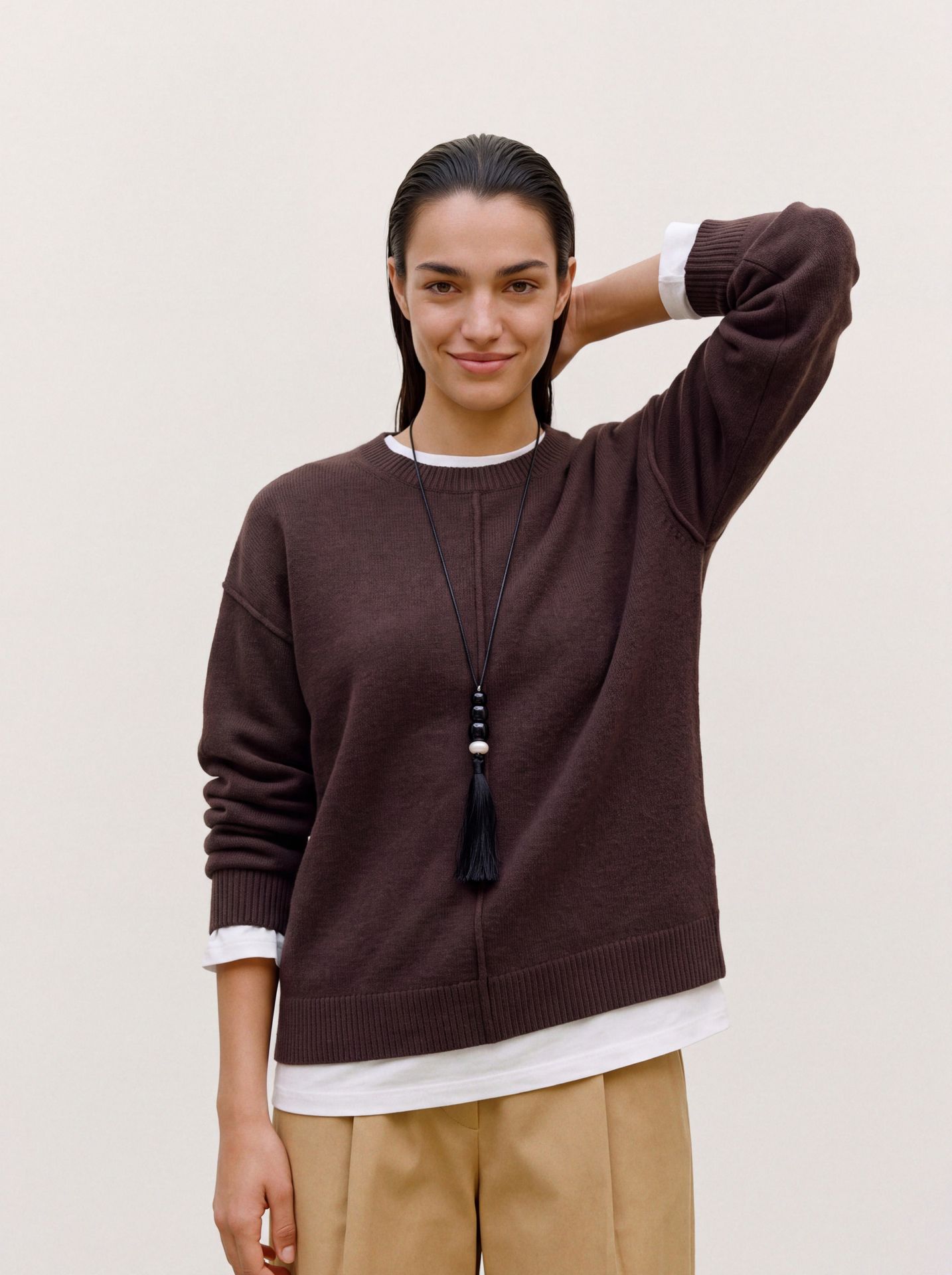 Vero Moda VMBESTI LS O-NECK PULLOVER BOO Chocolate Torte/MELANGE 00115478-EKA26011400003157