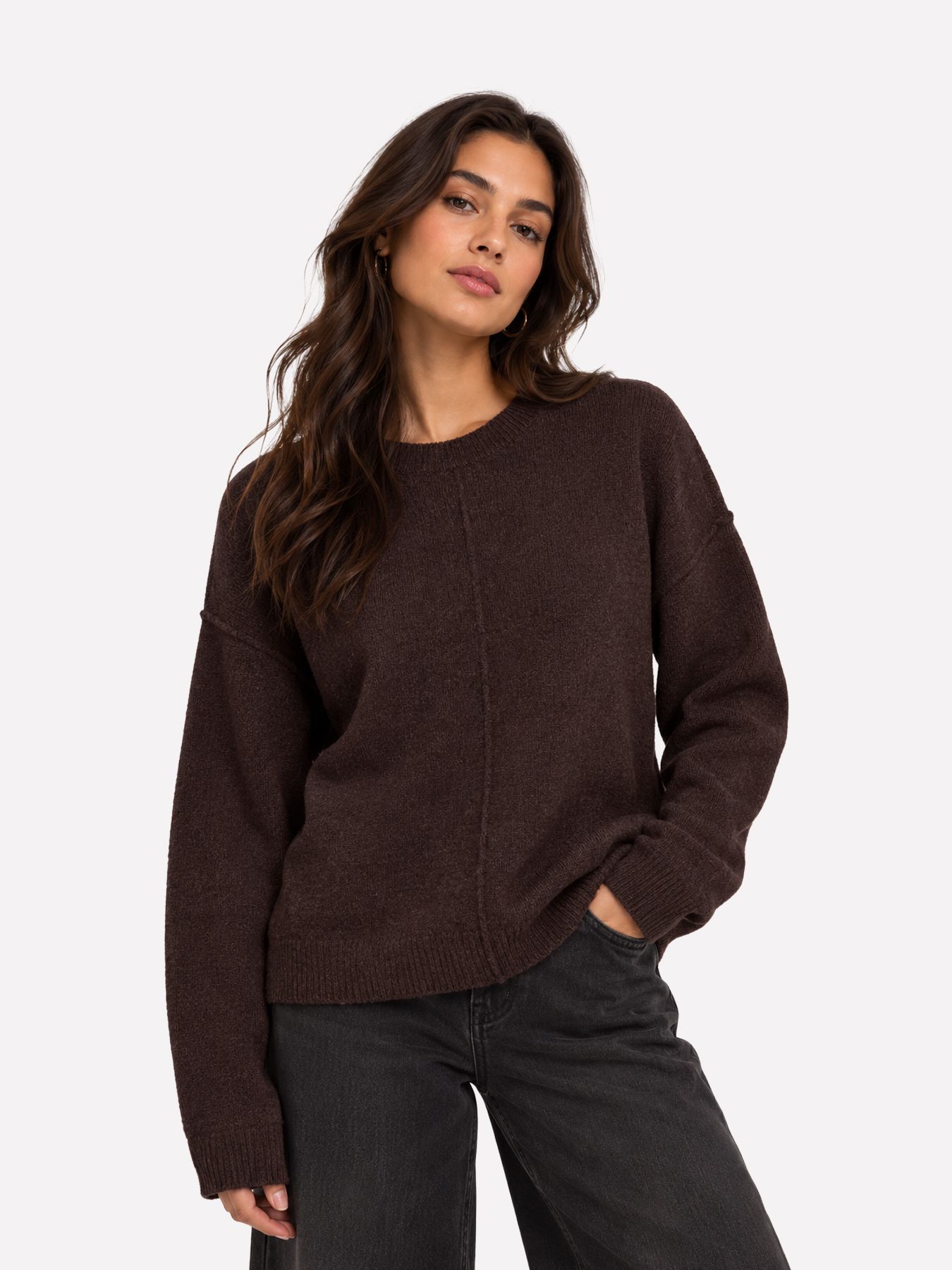 Vero Moda VMBESTI LS O-NECK PULLOVER BOO Chocolate Torte/MELANGE 00115478-EKA26011400003157