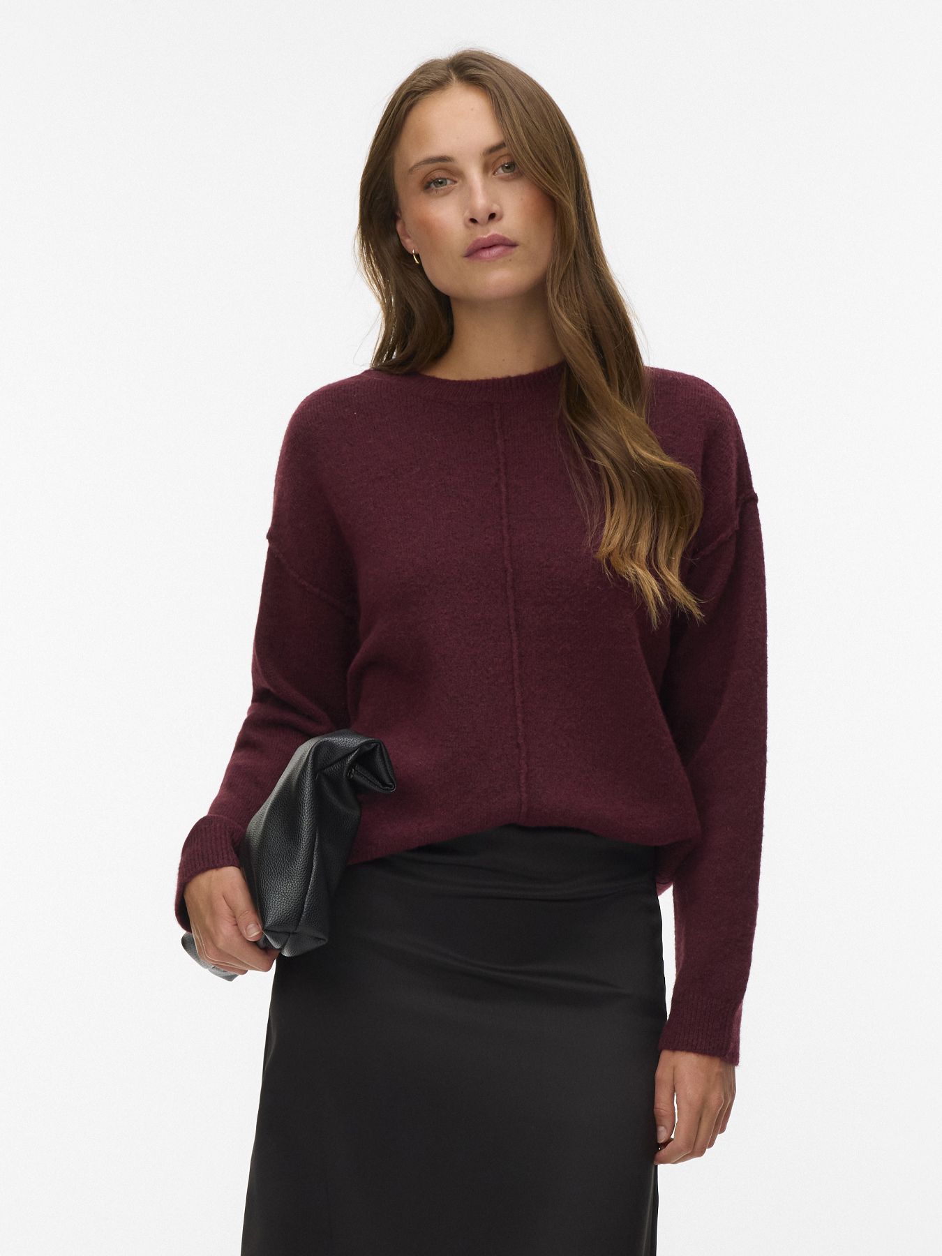 Vero Moda VMBESTI LS O-NECK PULLOVER BOO Windsor Wine/W. WHITE HEARTS 00115478-EKA26011400003587
