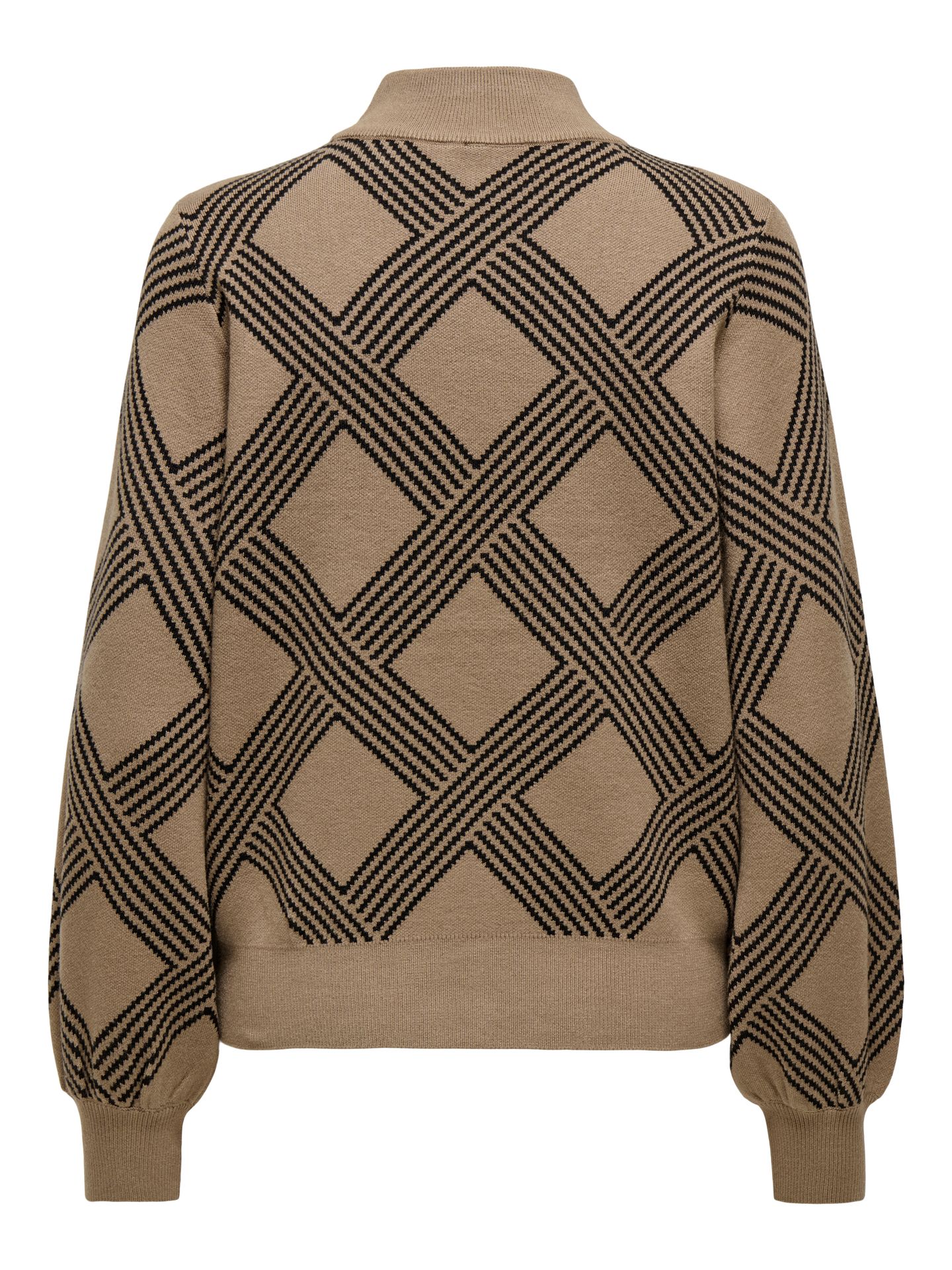 Only ONLANNY LS JQ O-NECK CS KNT Cocoa Créme/Black Weave 00115480-EKA26011400003150